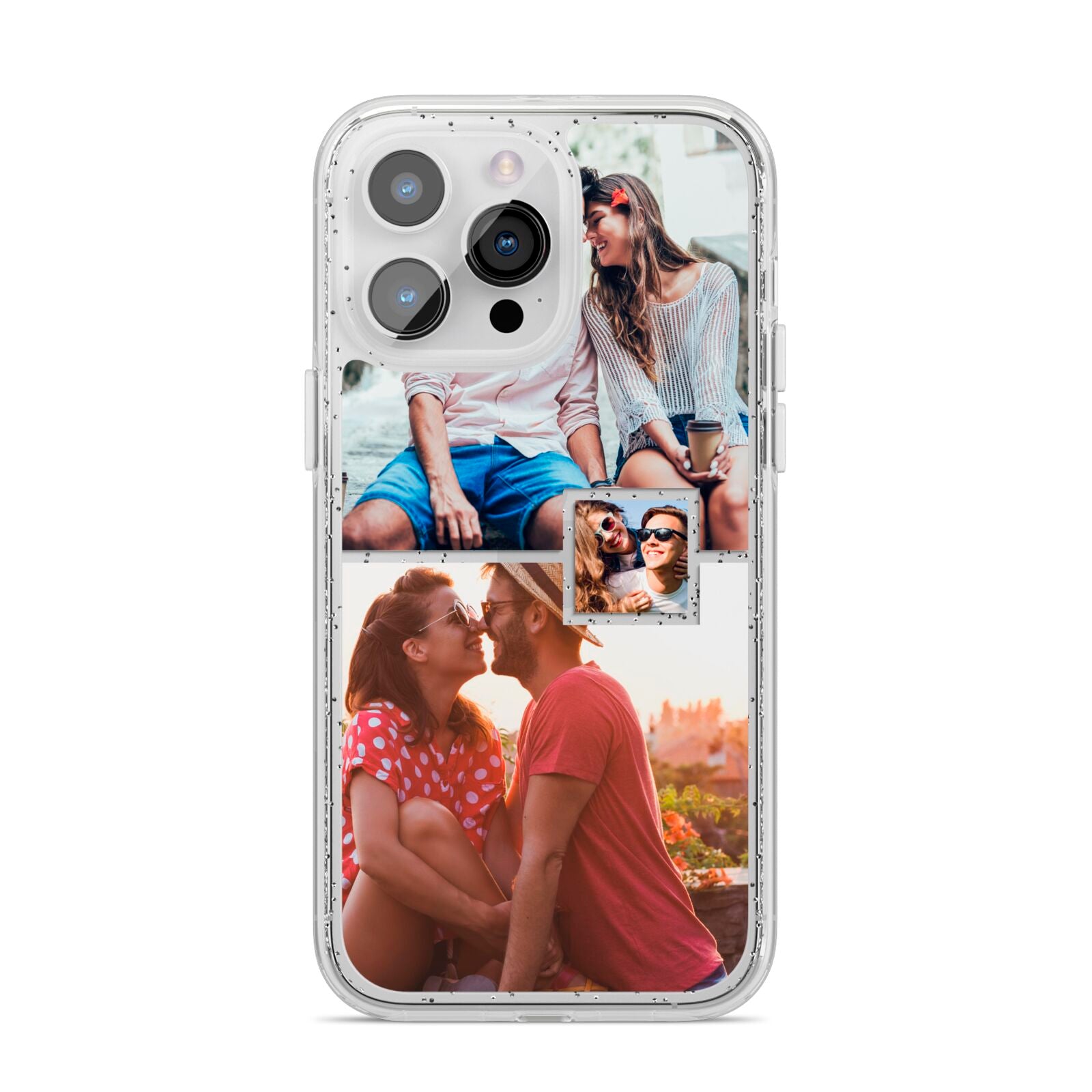 Multi Photo Square Collage iPhone 14 Pro Max Glitter Tough Case Silver