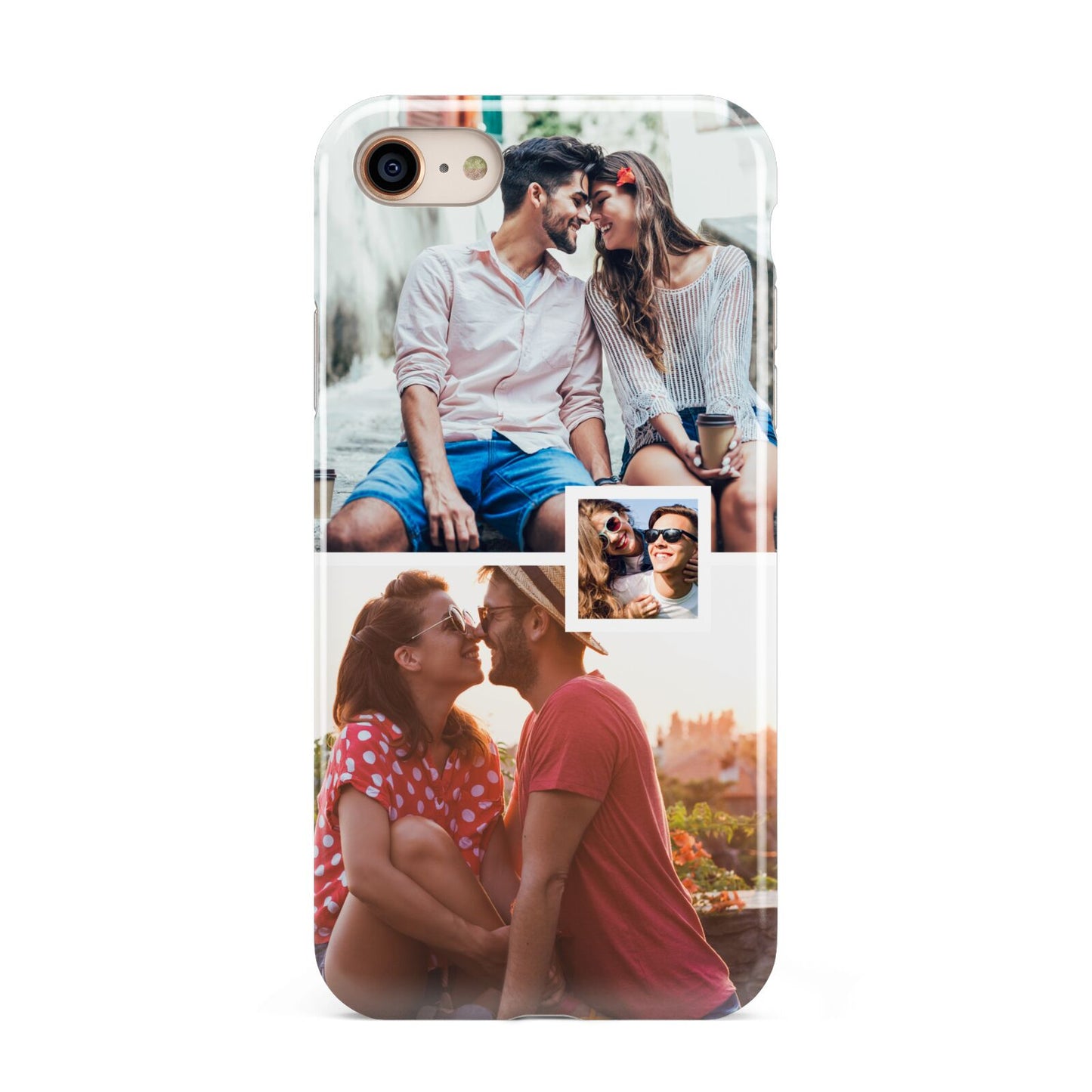 Multi Photo Square Collage iPhone 8 3D Tough Case on Gold Phone