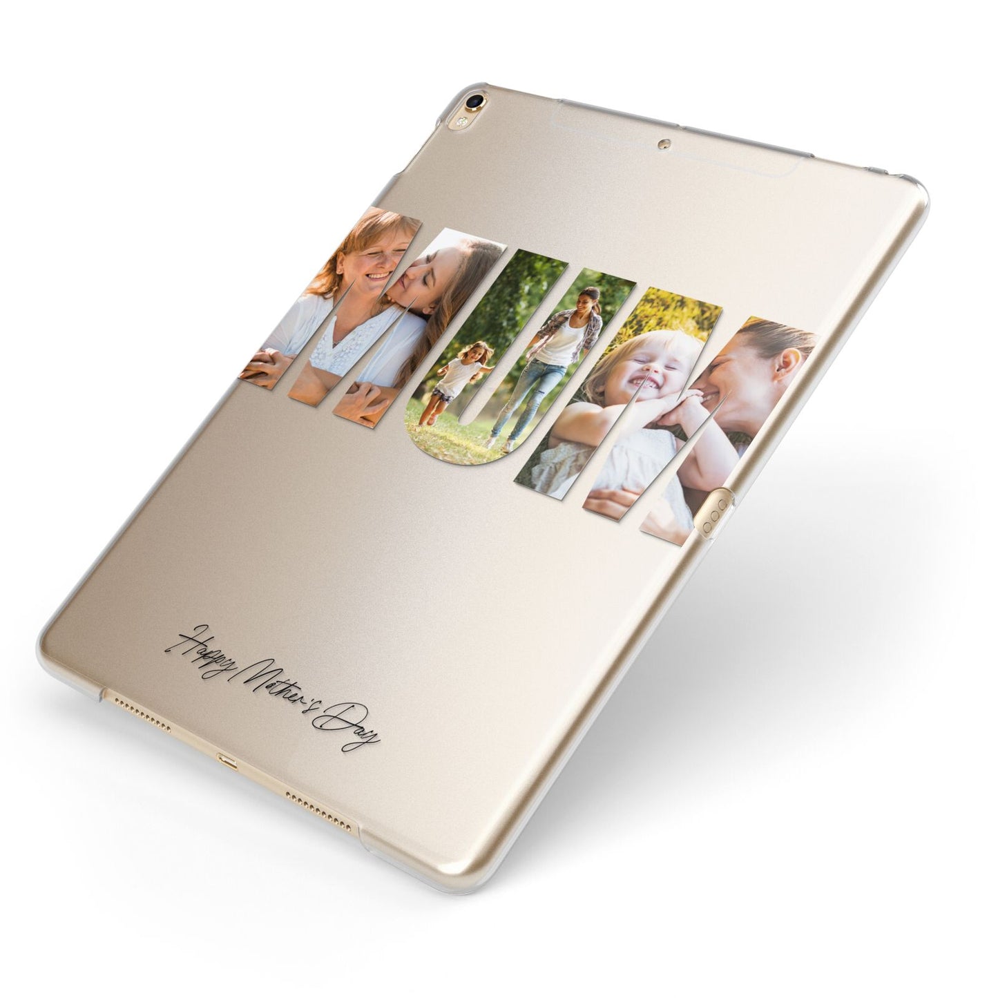 Mum Letters Photo Upload Apple iPad Case on Gold iPad Side View