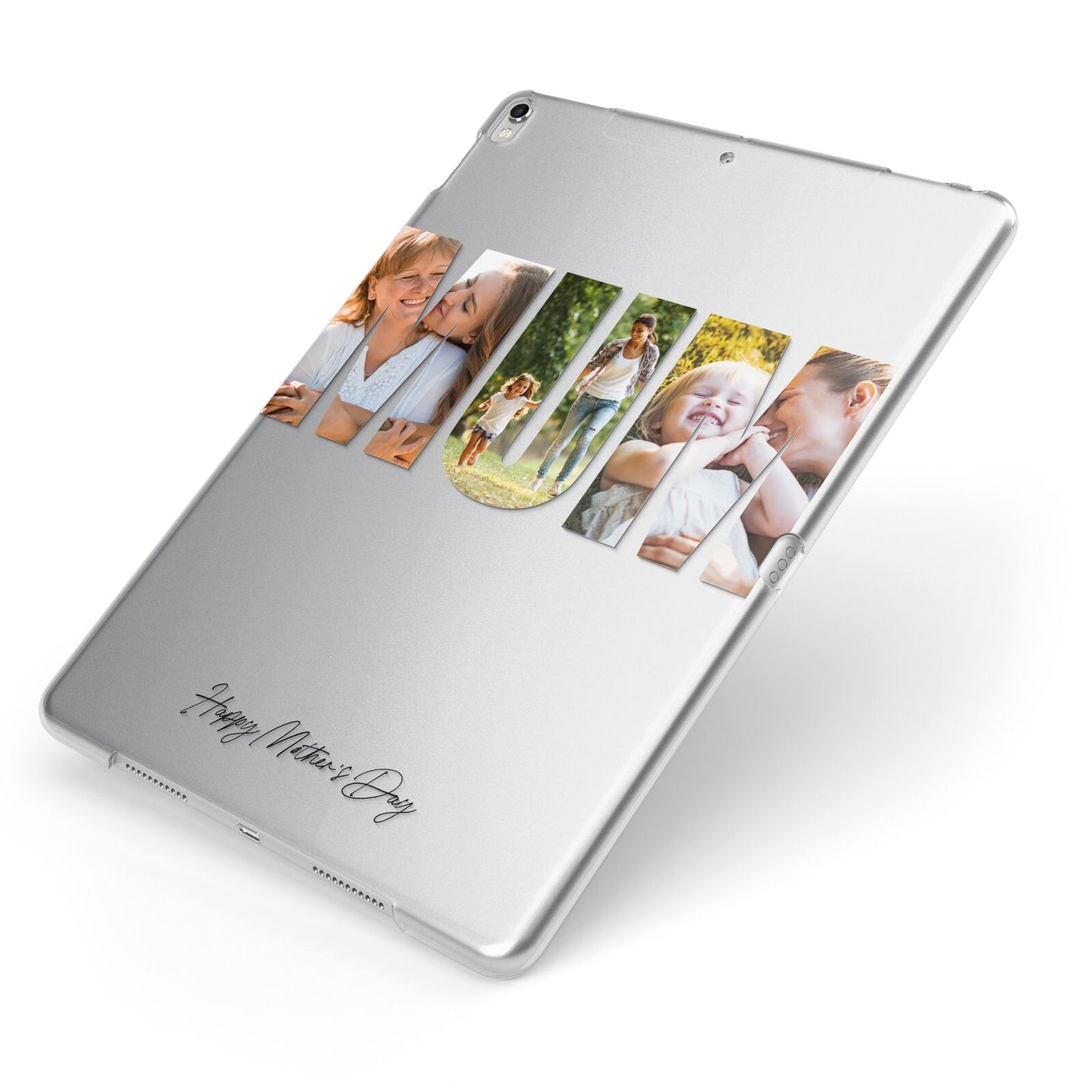 Mum Letters Photo Upload Apple iPad Case on Silver iPad Side View