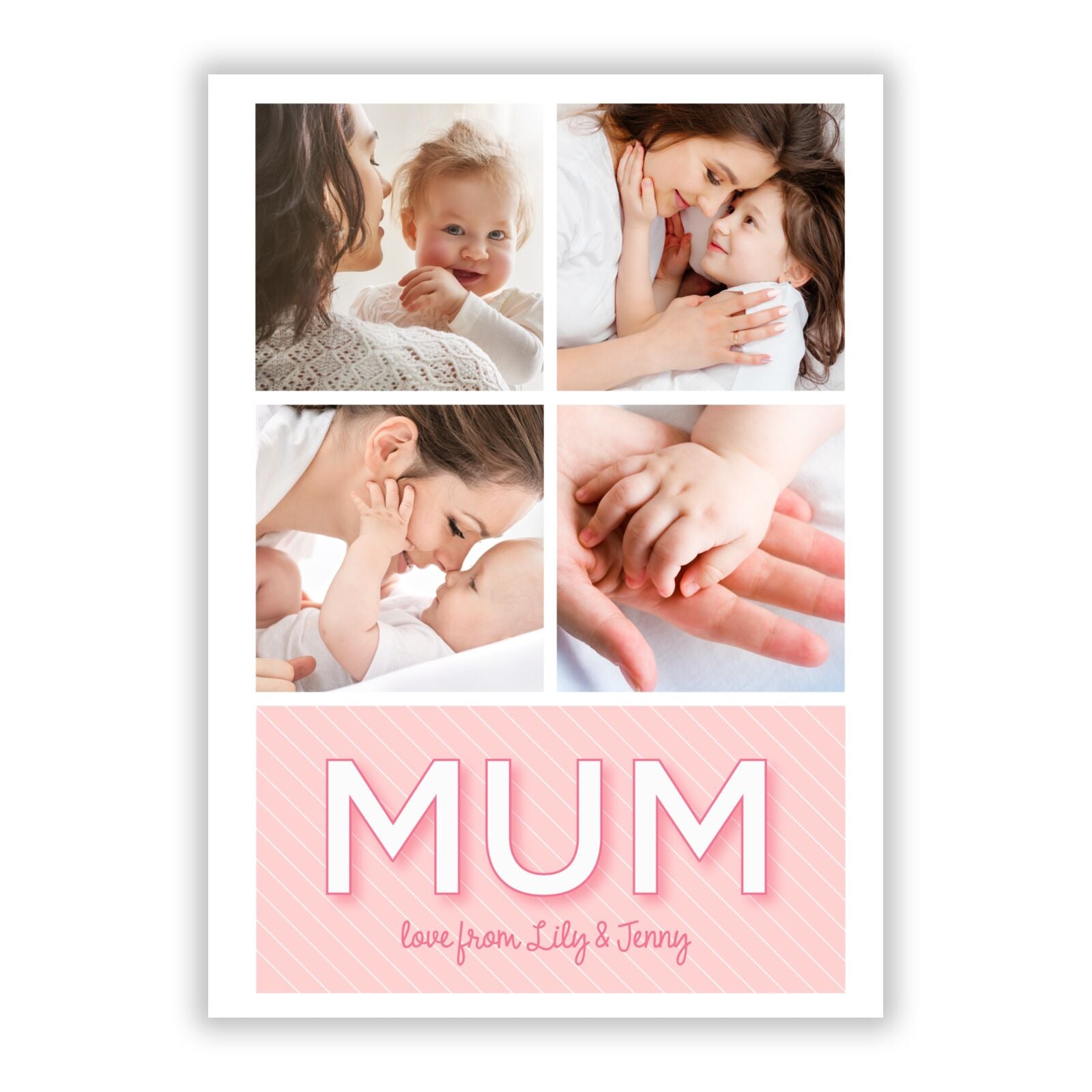 Mum Pink Mothers Day Multi Photo A5 Flat Greetings Card