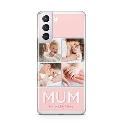 Mum Pink Mothers Day Multi Photo Samsung S21 Case