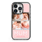 Mum Pink Mothers Day Multi Photo iPhone 14 Pro Black Impact Case on Silver phone