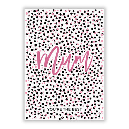 Mum Polka Dots Mothers Day A5 Flat Greetings Card