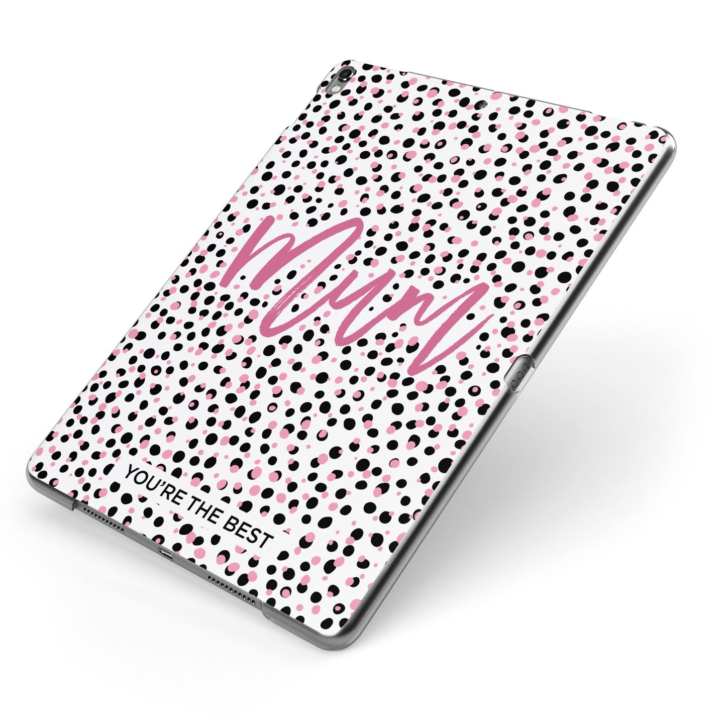 Mum Polka Dots Mothers Day Apple iPad Case on Grey iPad Side View