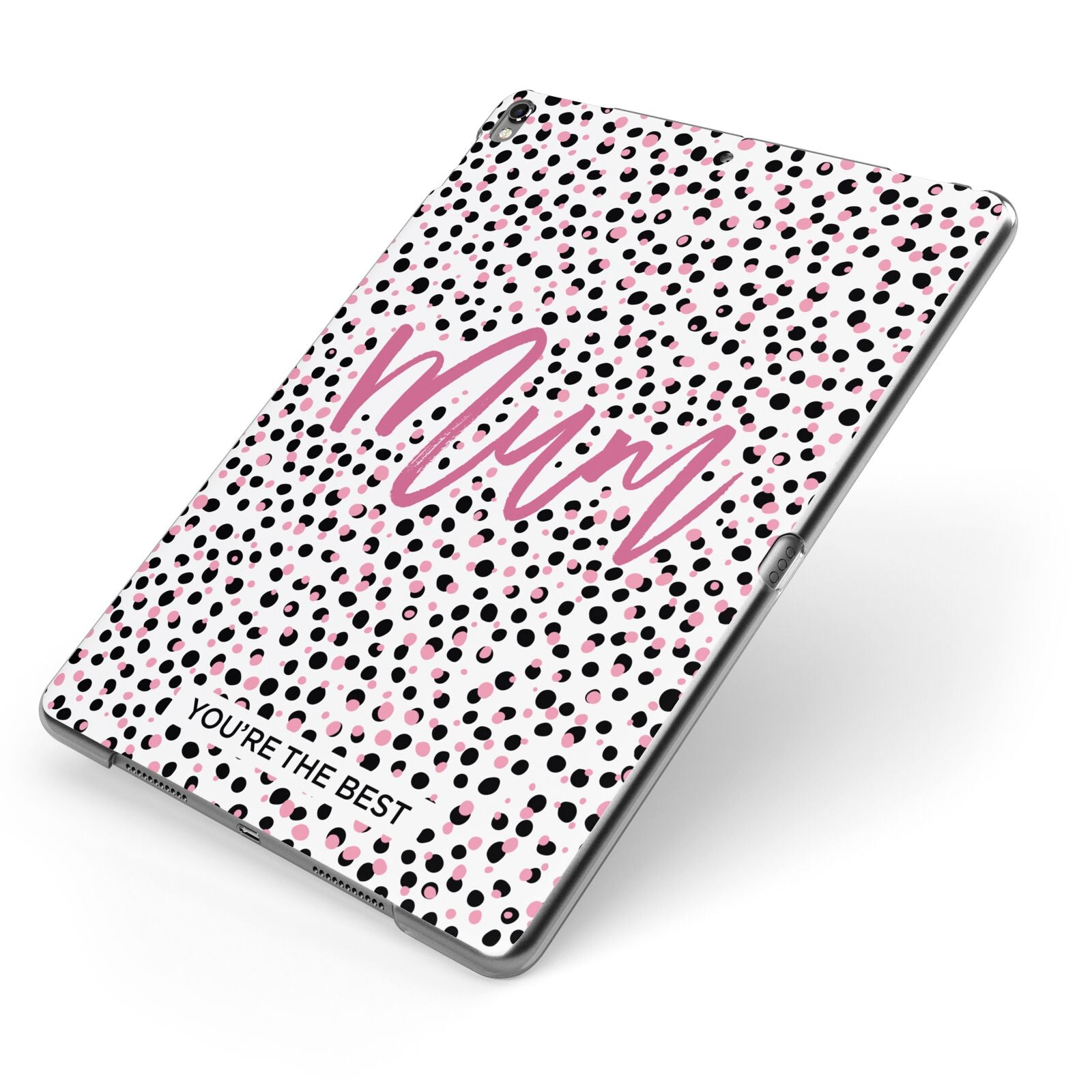 Mum Polka Dots Mothers Day Apple iPad Case on Grey iPad Side View