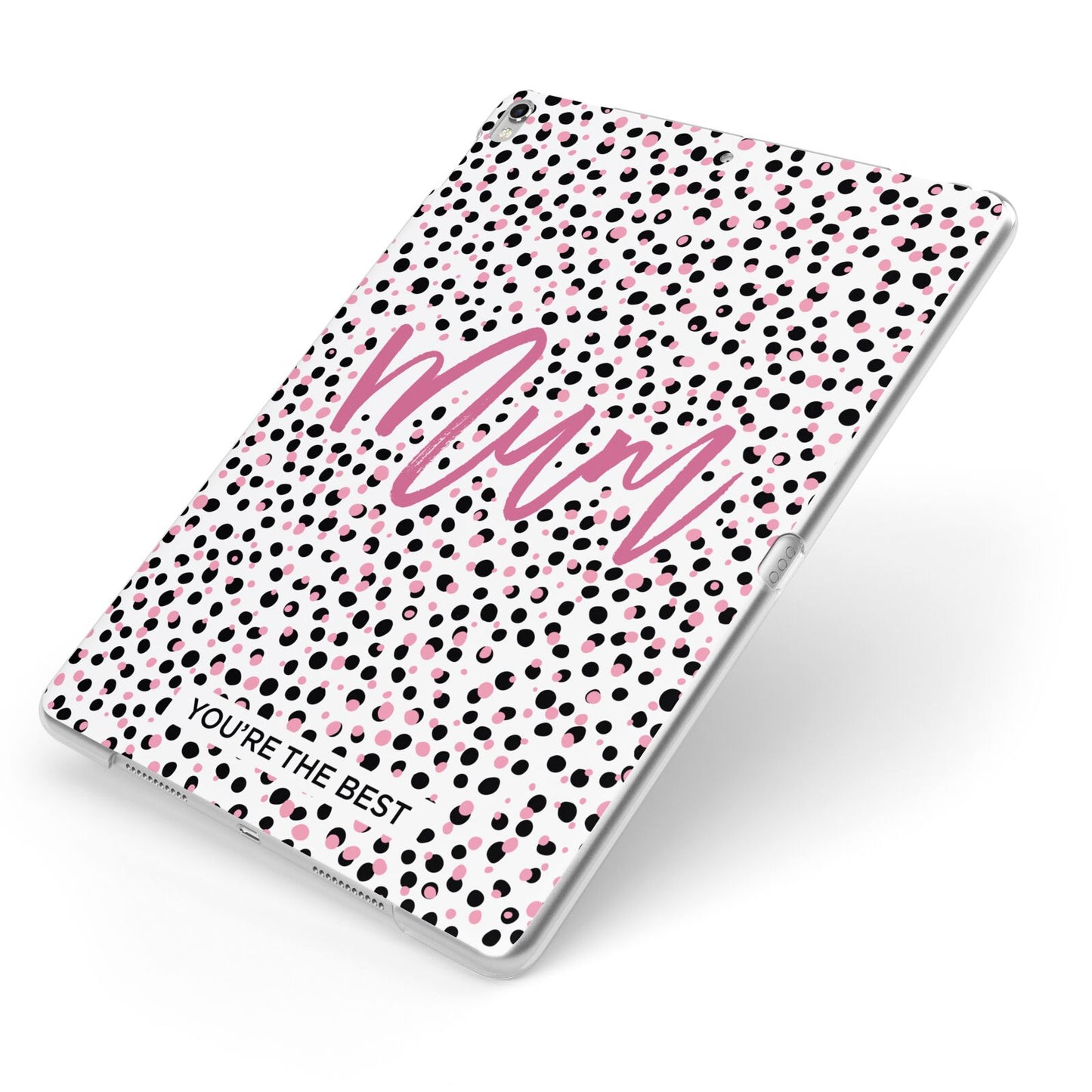 Mum Polka Dots Mothers Day Apple iPad Case on Silver iPad Side View