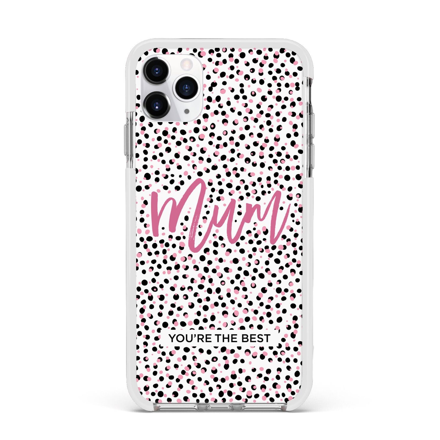 Mum Polka Dots Mothers Day Apple iPhone 11 Pro Max in Silver with White Impact Case