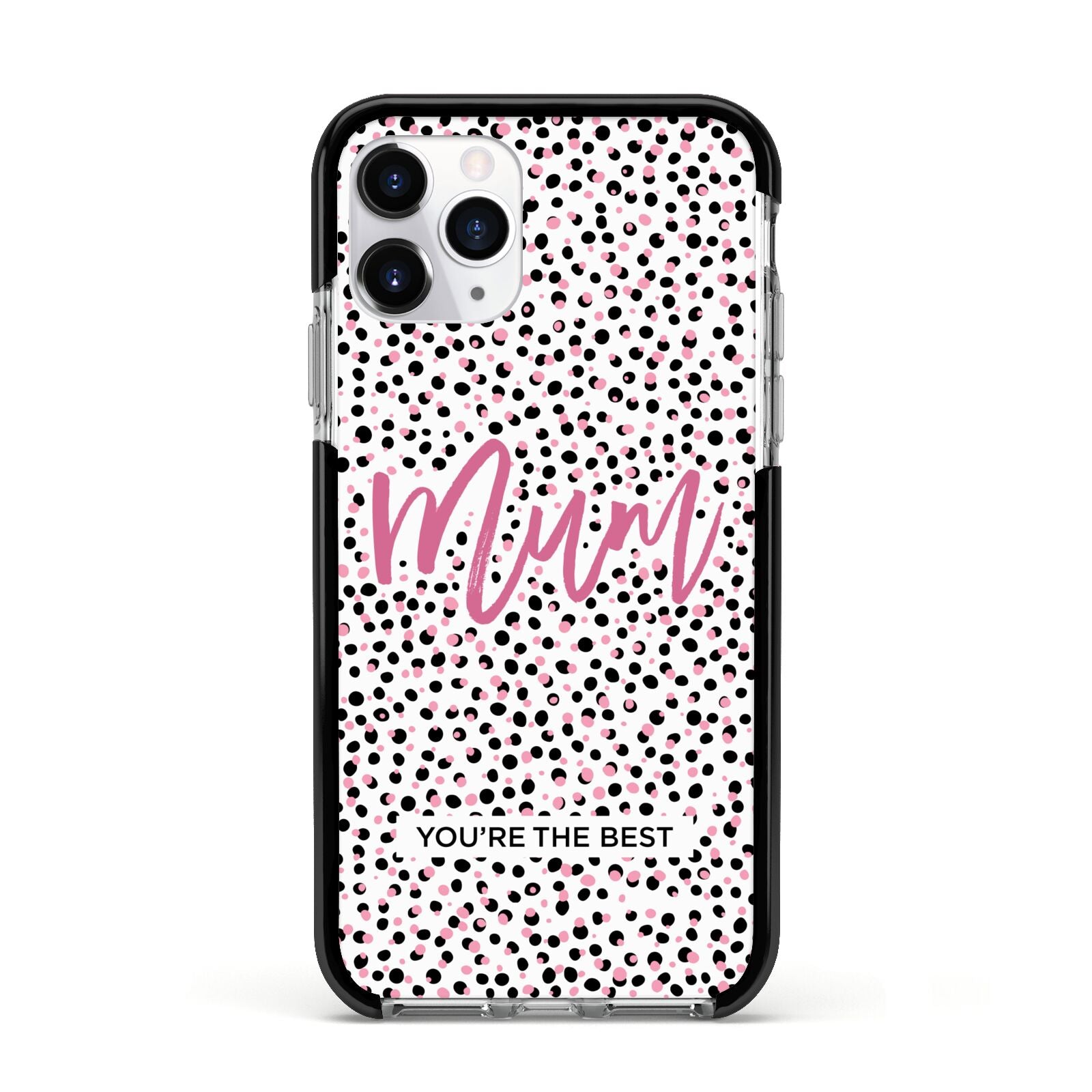 Mum Polka Dots Mothers Day Apple iPhone 11 Pro in Silver with Black Impact Case