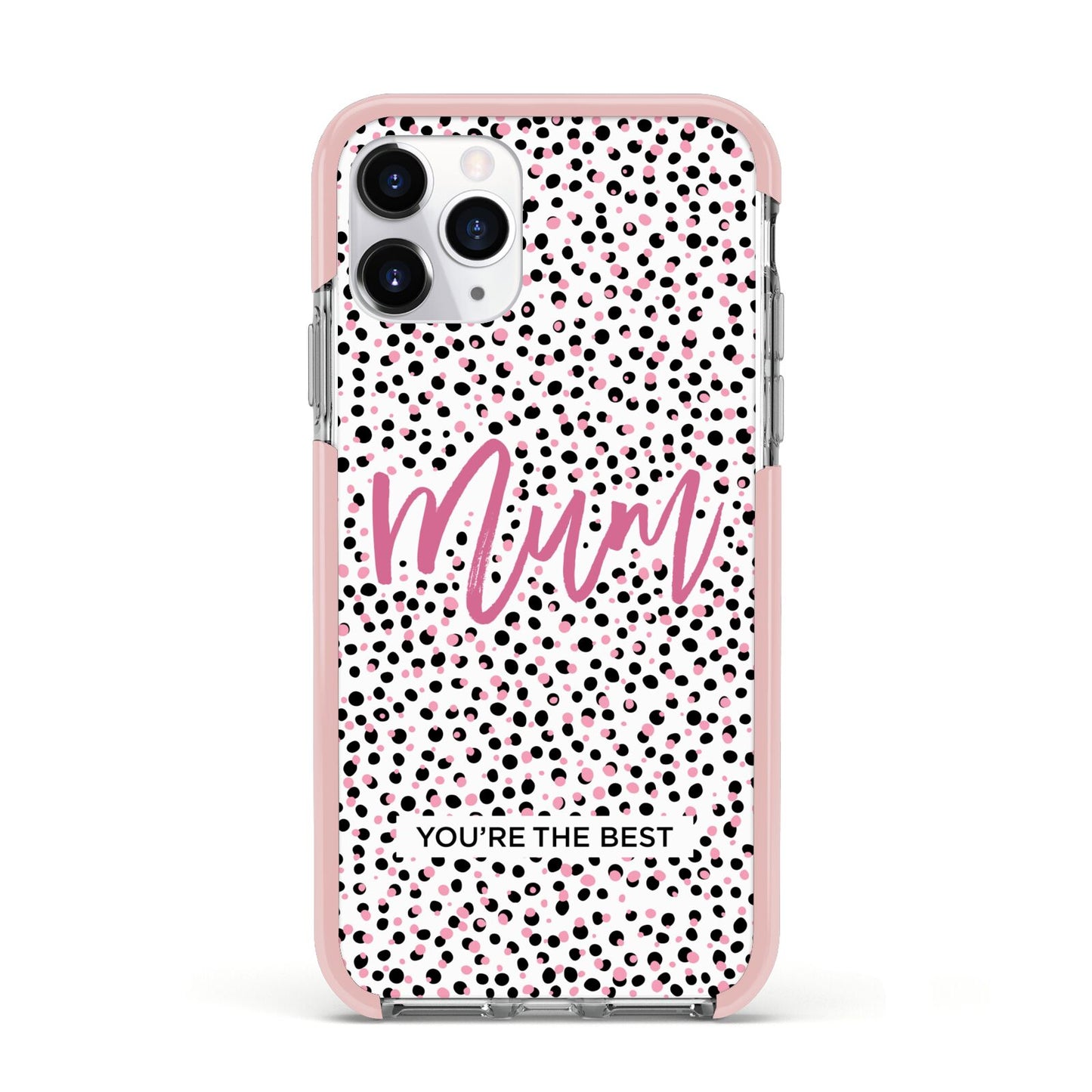 Mum Polka Dots Mothers Day Apple iPhone 11 Pro in Silver with Pink Impact Case
