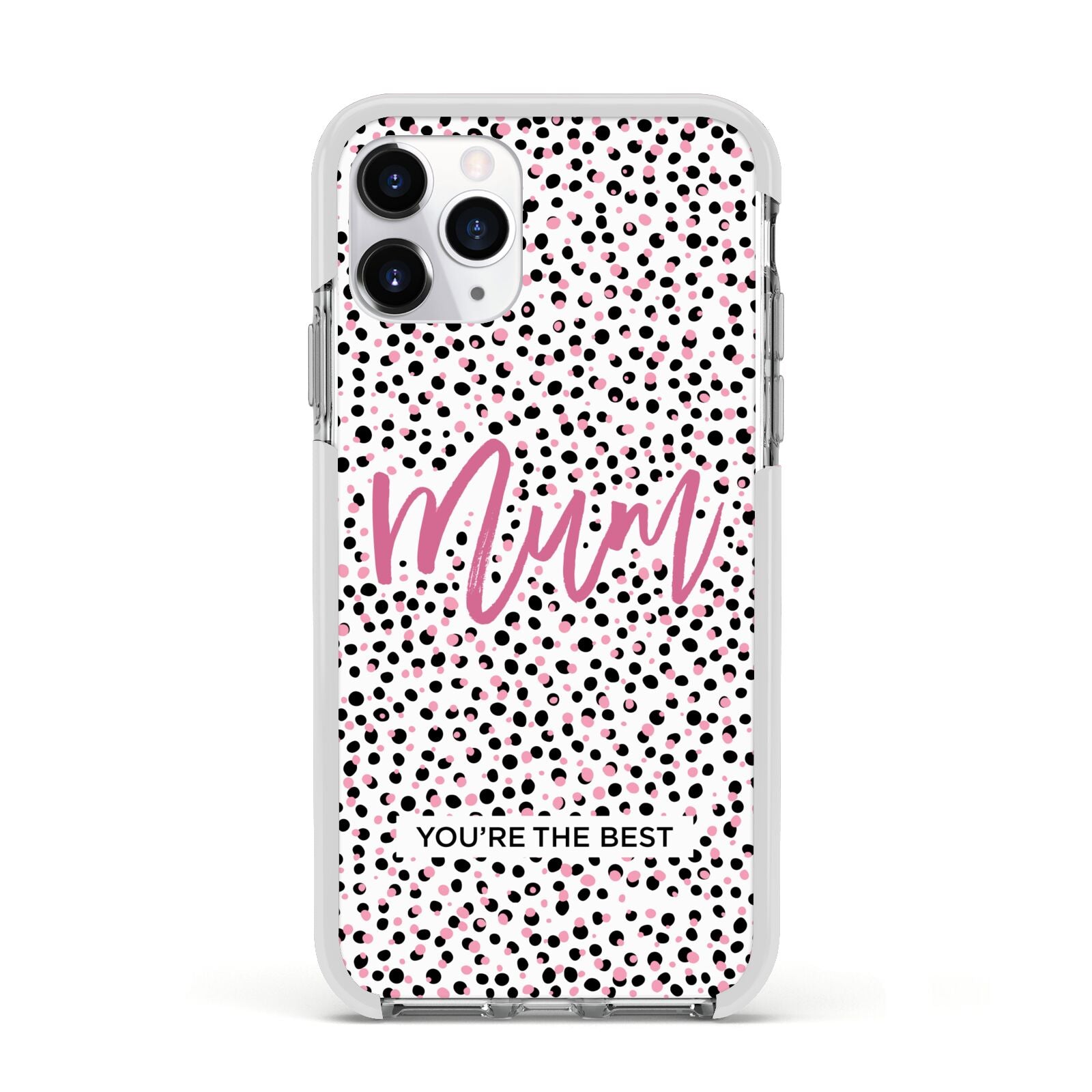 Mum Polka Dots Mothers Day Apple iPhone 11 Pro in Silver with White Impact Case