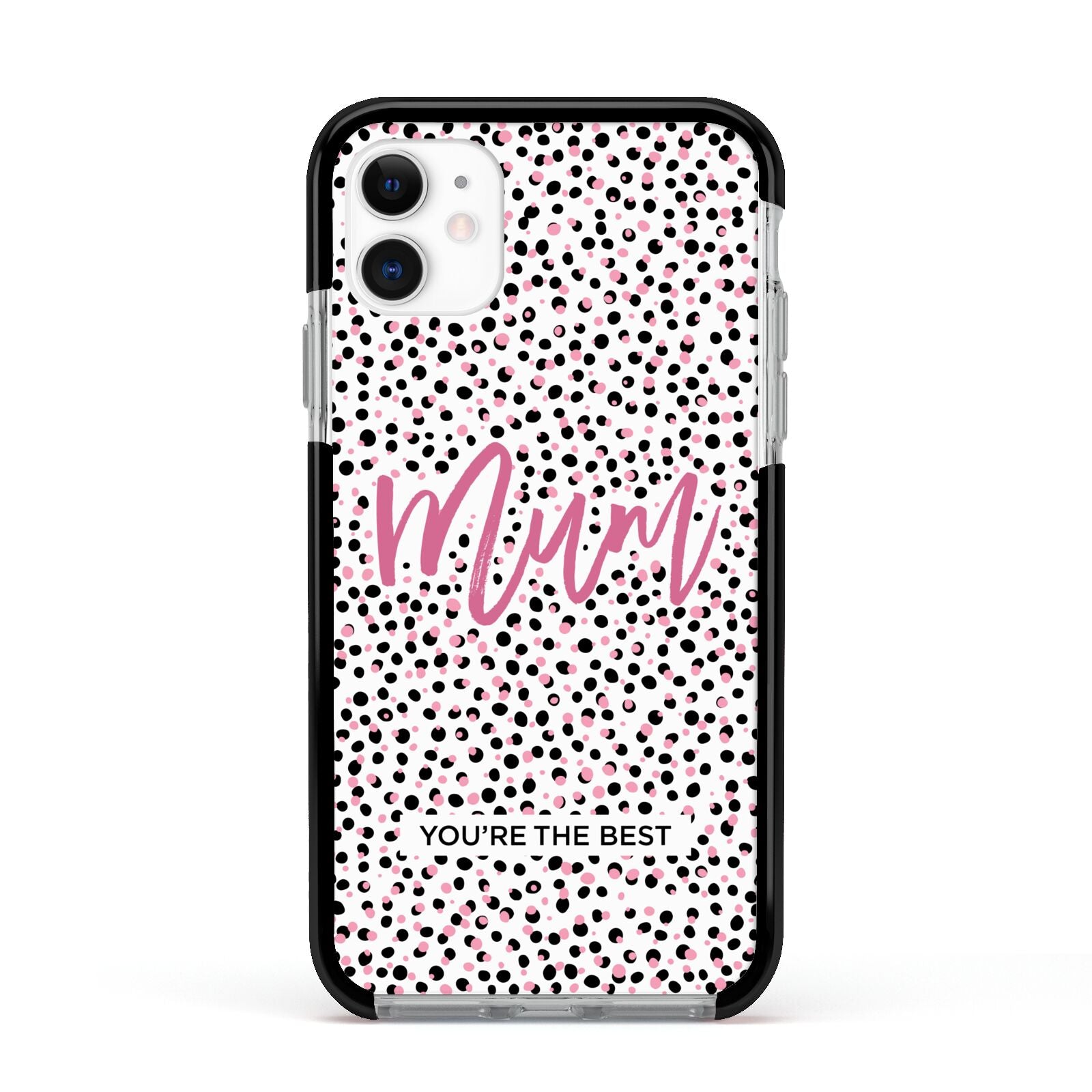 Mum Polka Dots Mothers Day Apple iPhone 11 in White with Black Impact Case