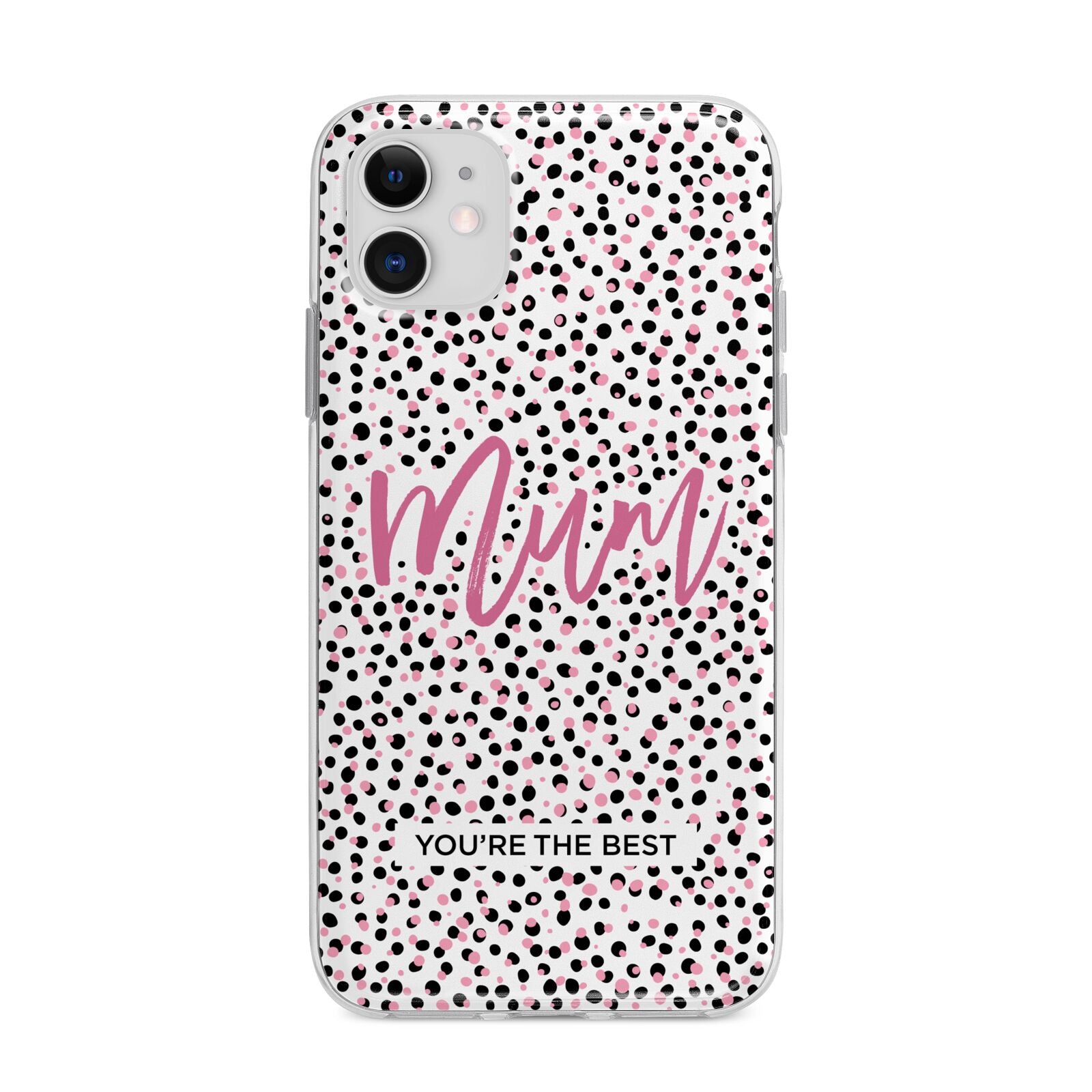 Mum Polka Dots Mothers Day Apple iPhone 11 in White with Bumper Case