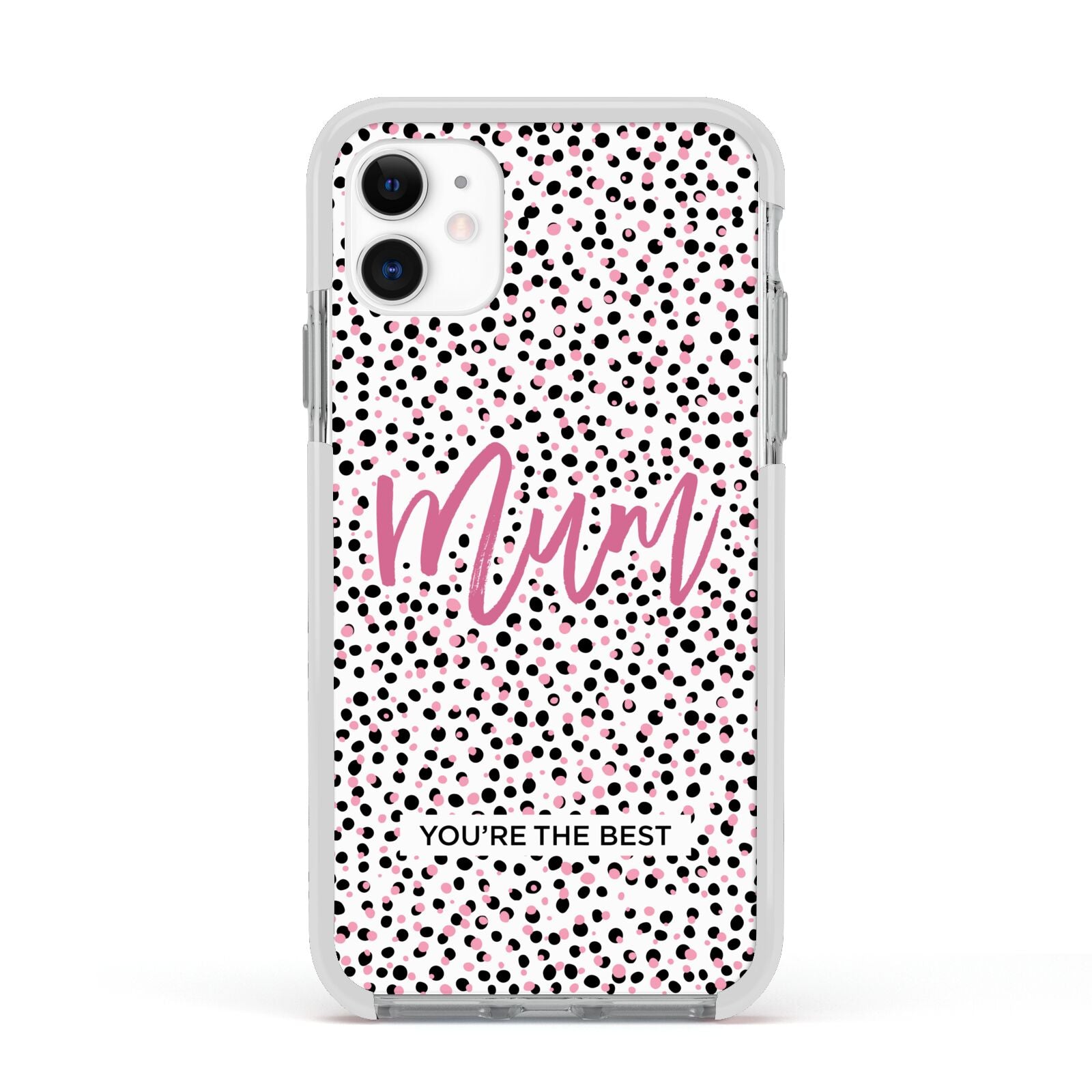 Mum Polka Dots Mothers Day Apple iPhone 11 in White with White Impact Case