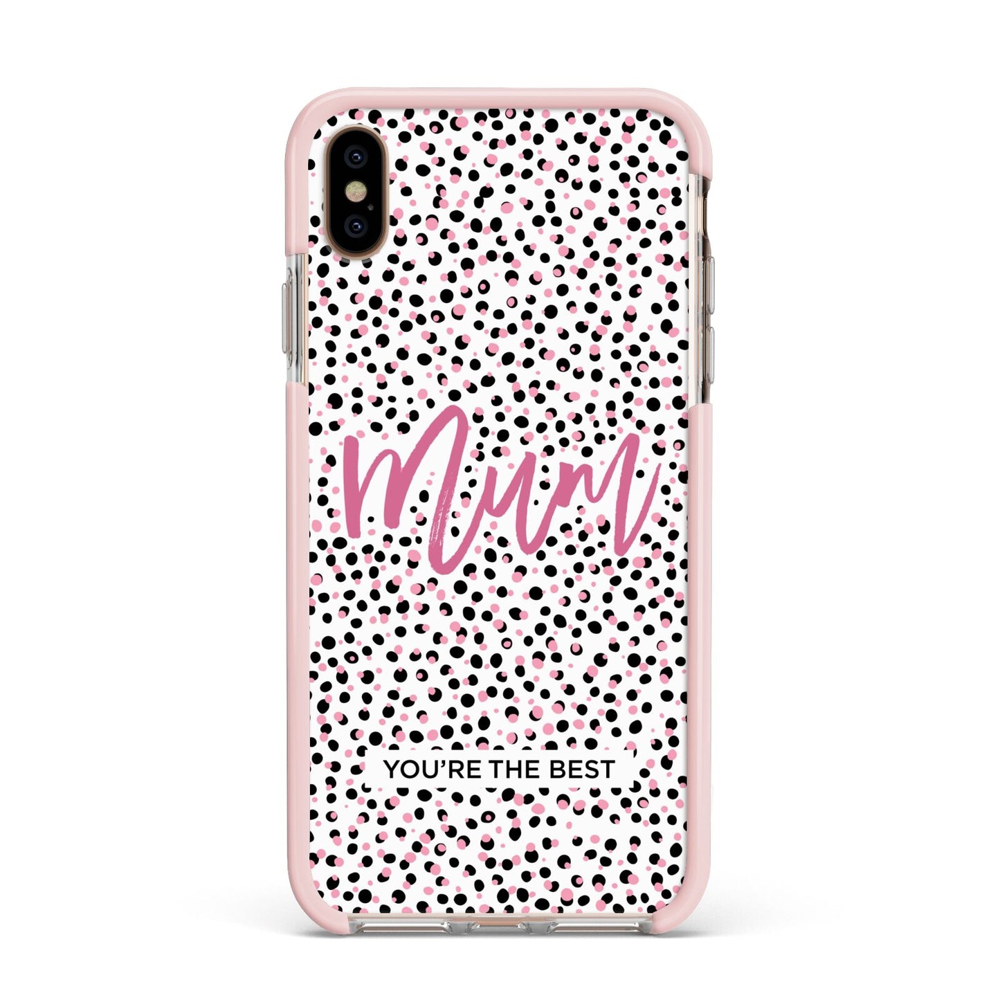 Mum Polka Dots Mothers Day Apple iPhone Xs Max Impact Case Pink Edge on Gold Phone