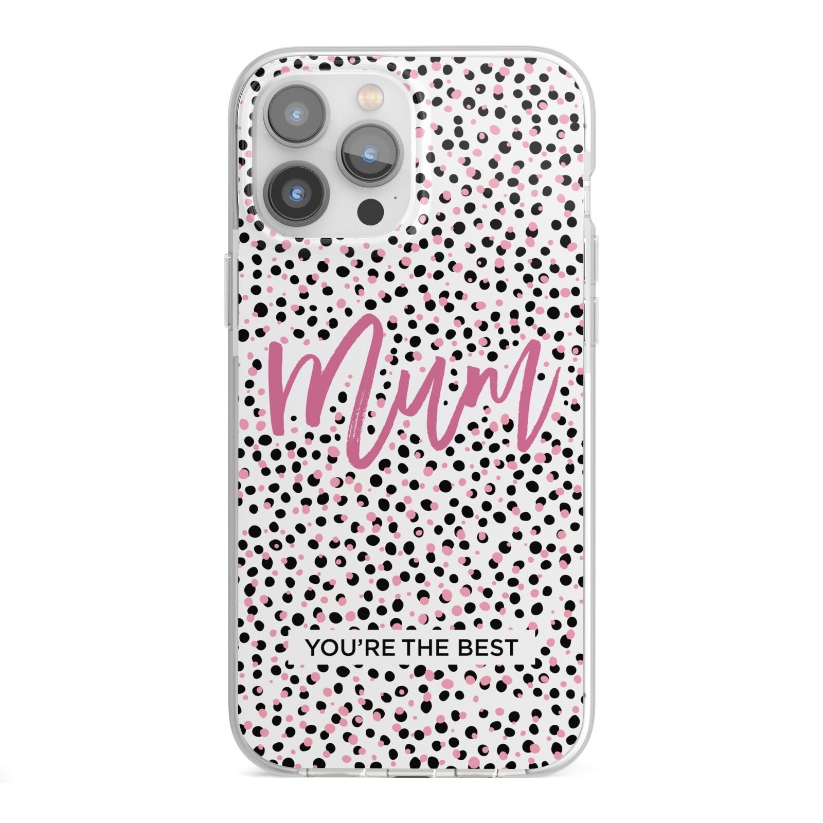 Mum Polka Dots Mothers Day iPhone 13 Pro Max TPU Impact Case with White Edges
