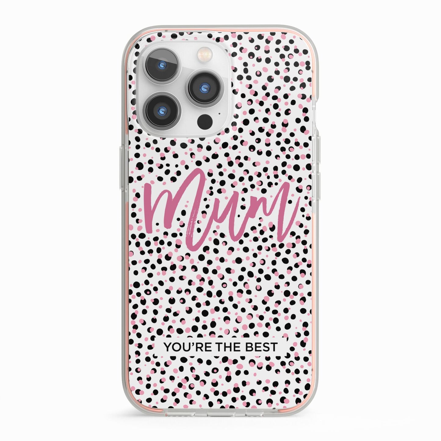 Mum Polka Dots Mothers Day iPhone 13 Pro TPU Impact Case with Pink Edges