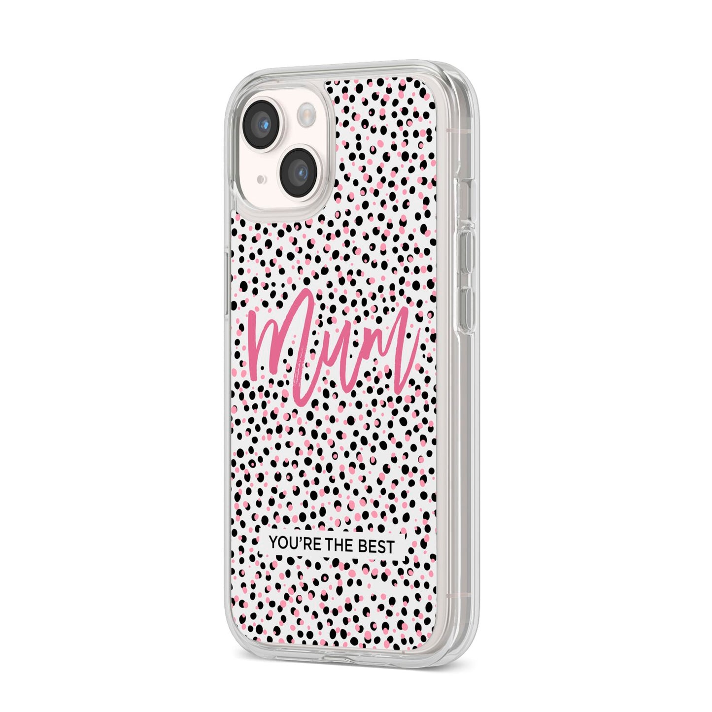 Mum Polka Dots Mothers Day iPhone 14 Clear Tough Case Starlight Angled Image