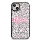 Mum Polka Dots Mothers Day iPhone 14 Plus Black Impact Case on Silver phone