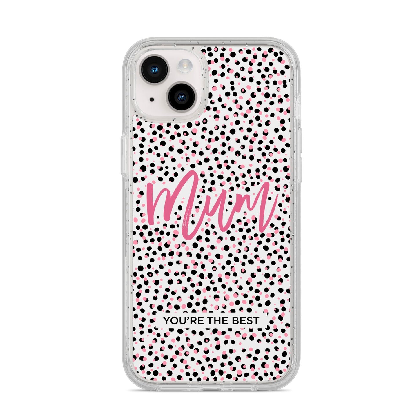 Mum Polka Dots Mothers Day iPhone 14 Plus Glitter Tough Case Starlight