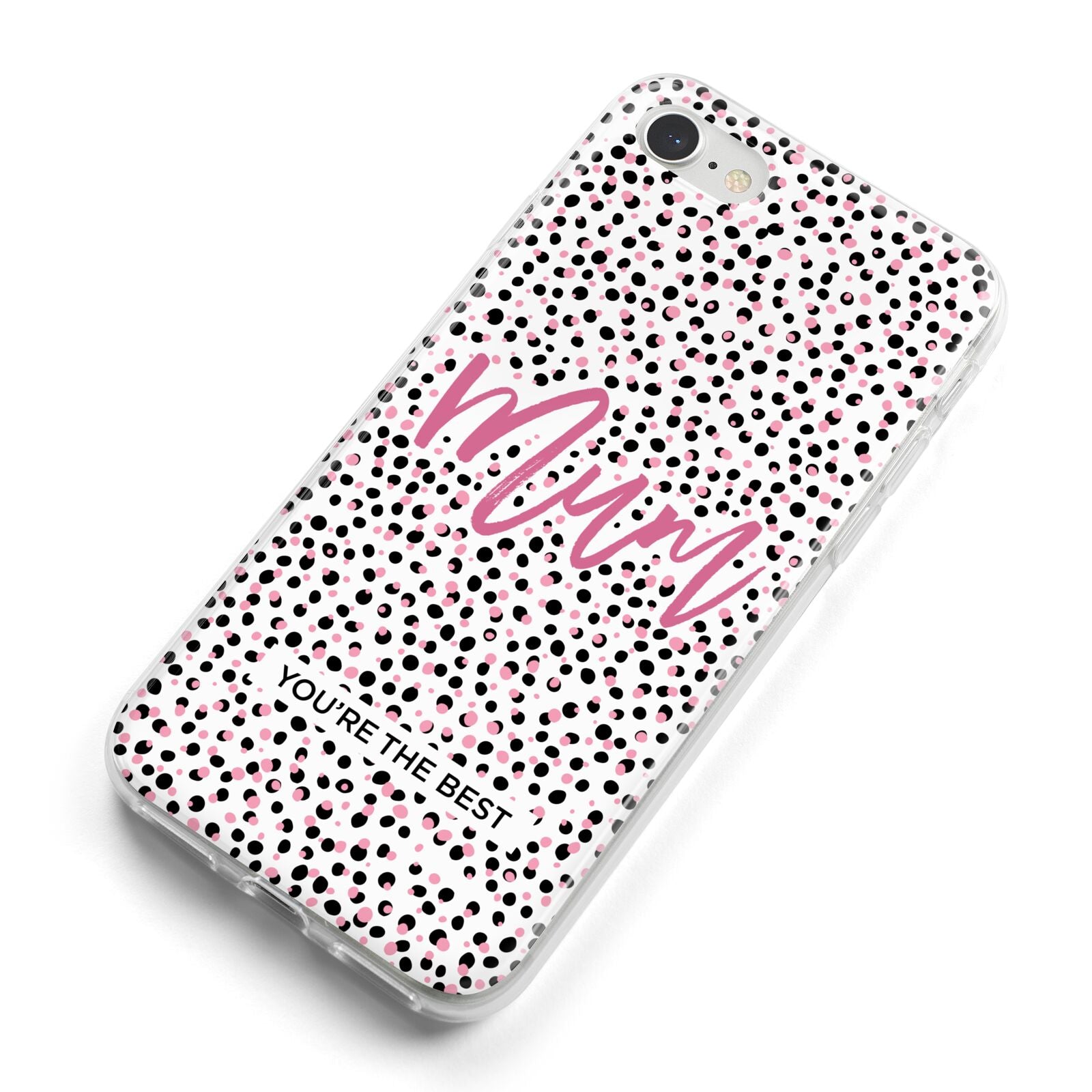 Mum Polka Dots Mothers Day iPhone 8 Bumper Case on Silver iPhone Alternative Image