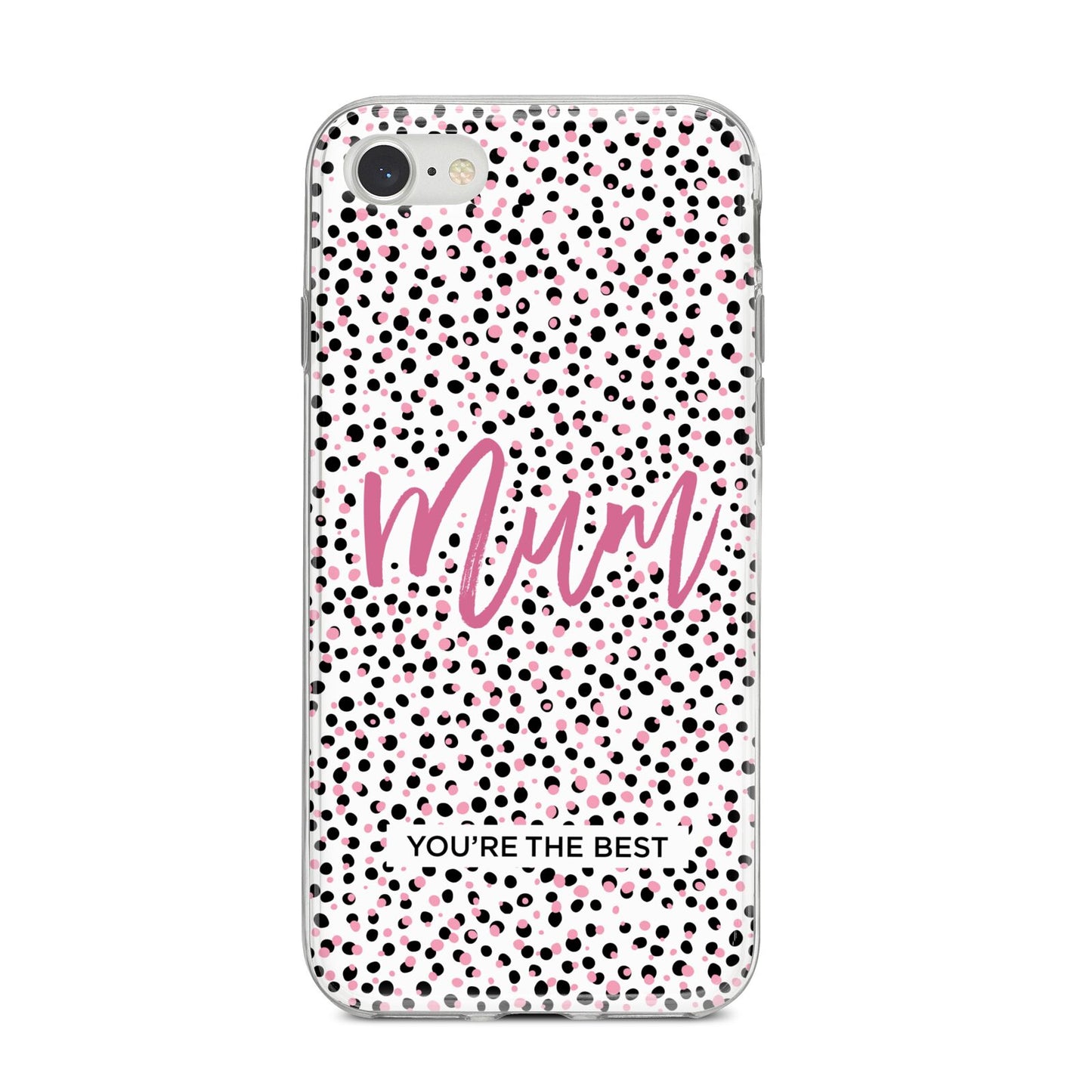 Mum Polka Dots Mothers Day iPhone 8 Bumper Case on Silver iPhone