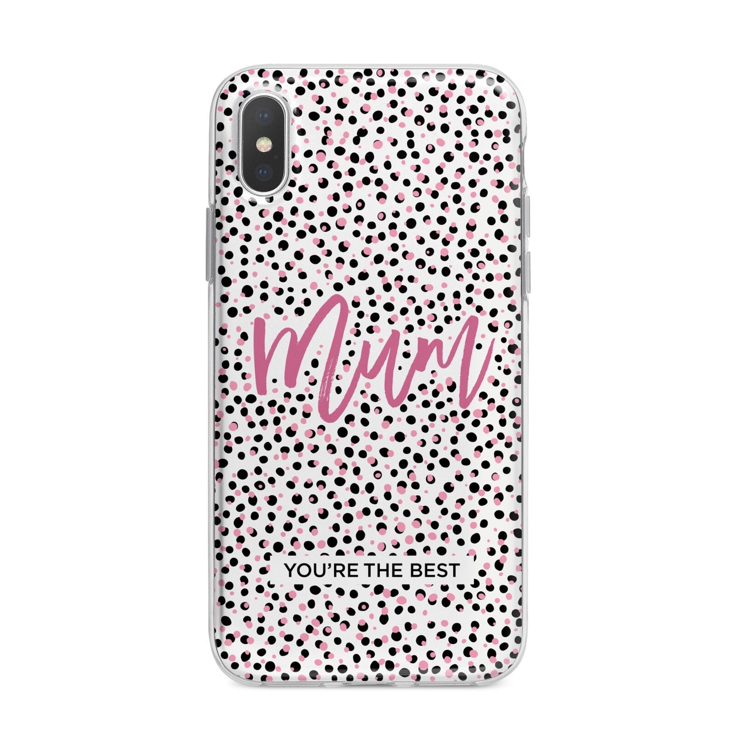 Mum Polka Dots Mothers Day iPhone X Bumper Case on Silver iPhone Alternative Image 1