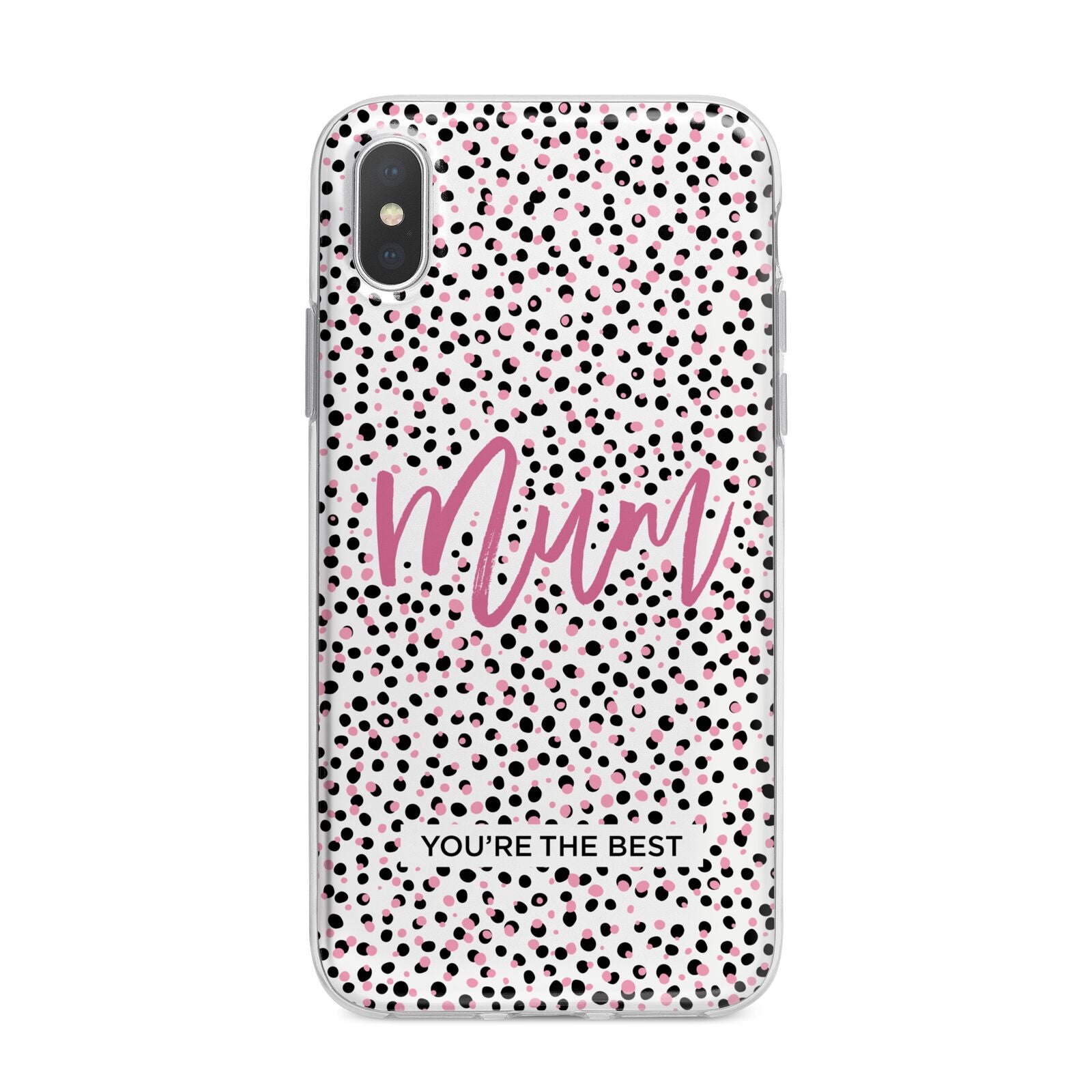 Mum Polka Dots Mothers Day iPhone X Bumper Case on Silver iPhone Alternative Image 1
