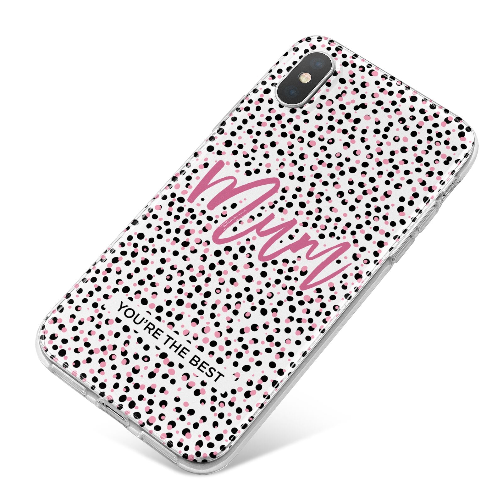 Mum Polka Dots Mothers Day iPhone X Bumper Case on Silver iPhone