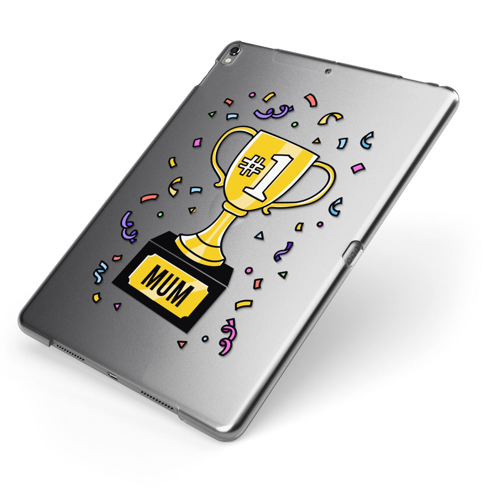 Mum Trophy Mothers Day Apple iPad Case on Grey iPad Side View