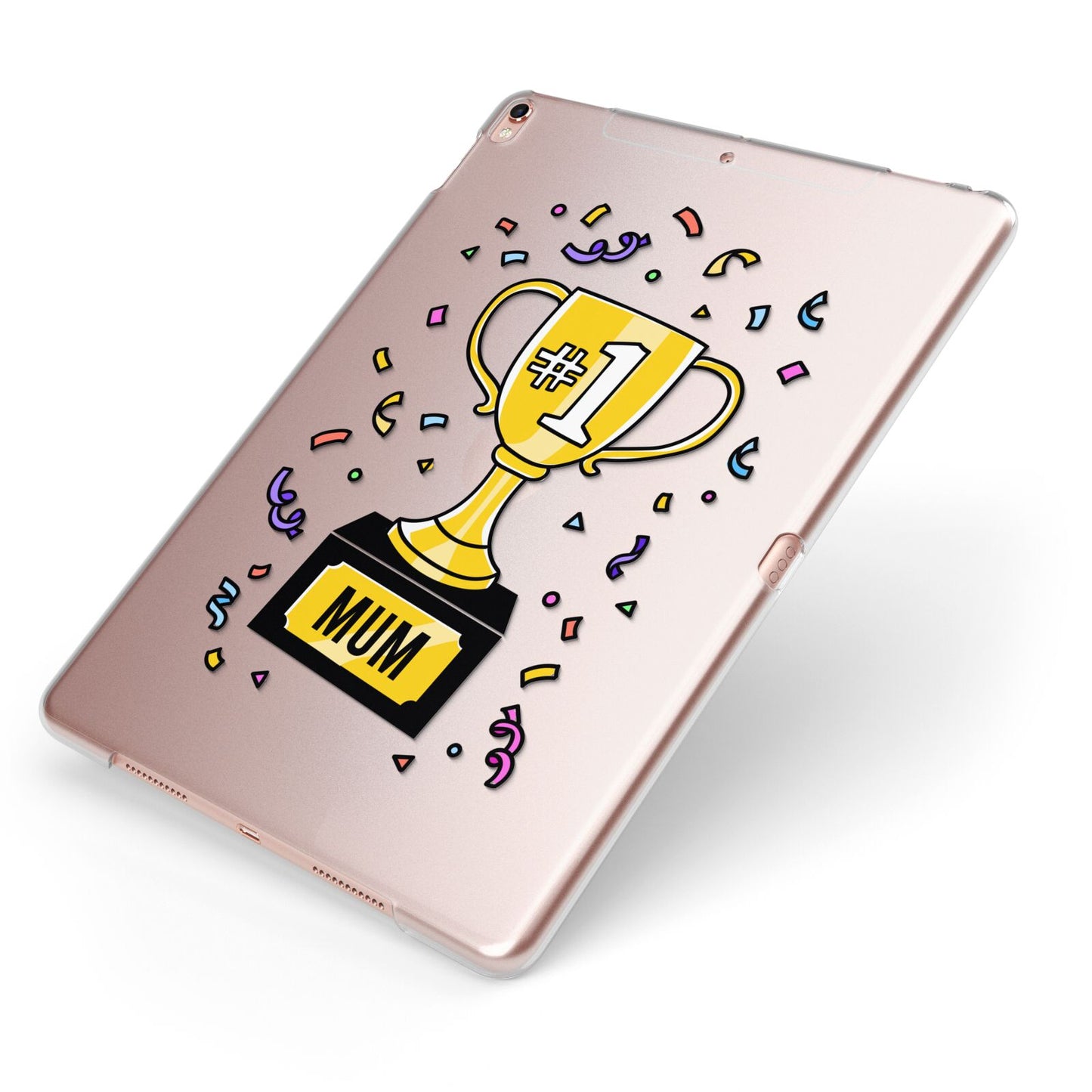 Mum Trophy Mothers Day Apple iPad Case on Rose Gold iPad Side View