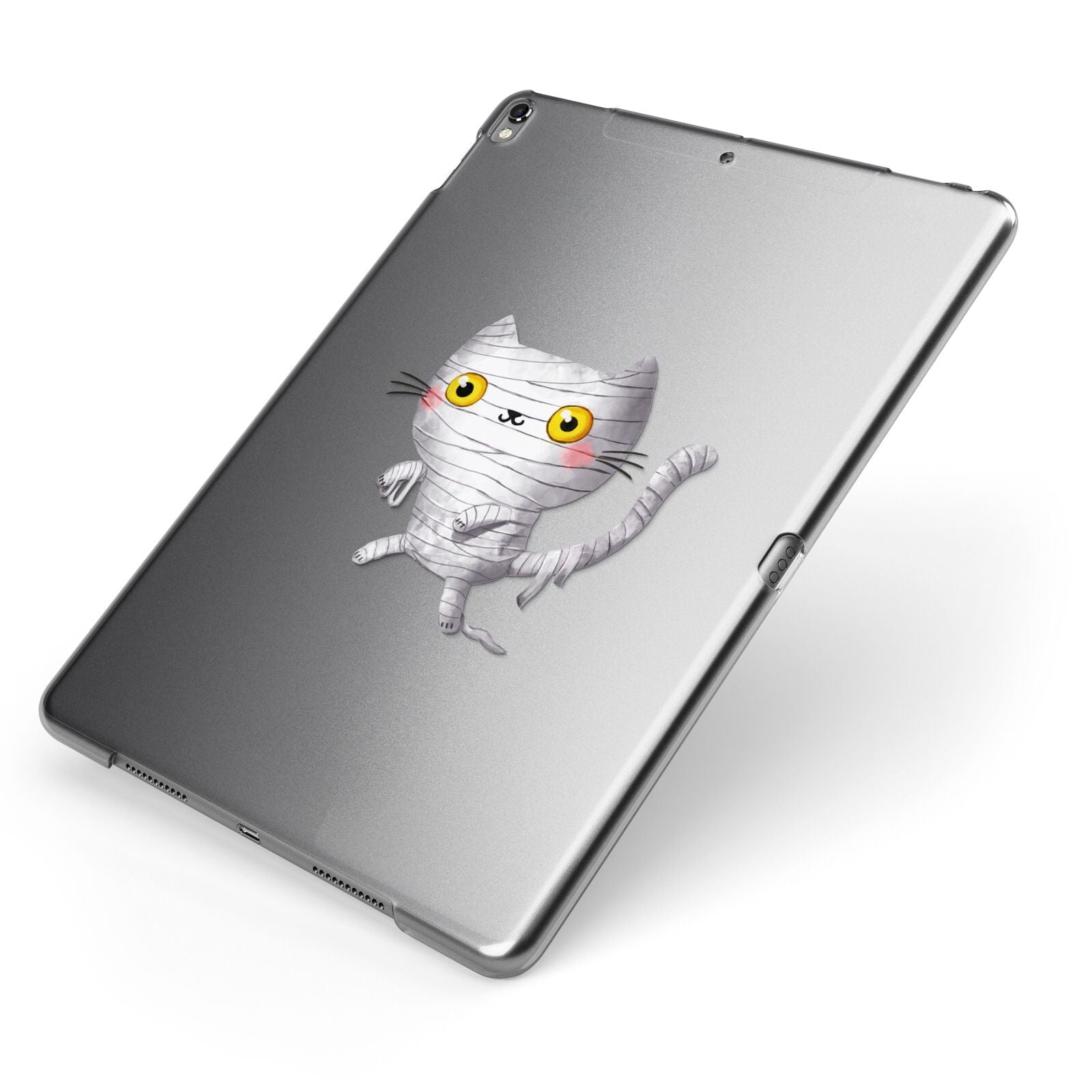 Mummy Cats Apple iPad Case on Grey iPad Side View