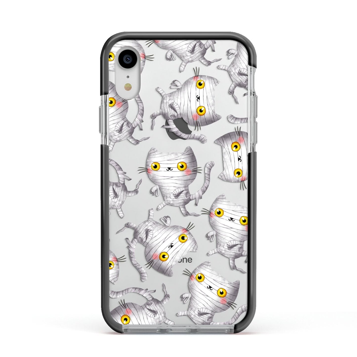 Mummy Cats Apple iPhone XR Impact Case Black Edge on Silver Phone