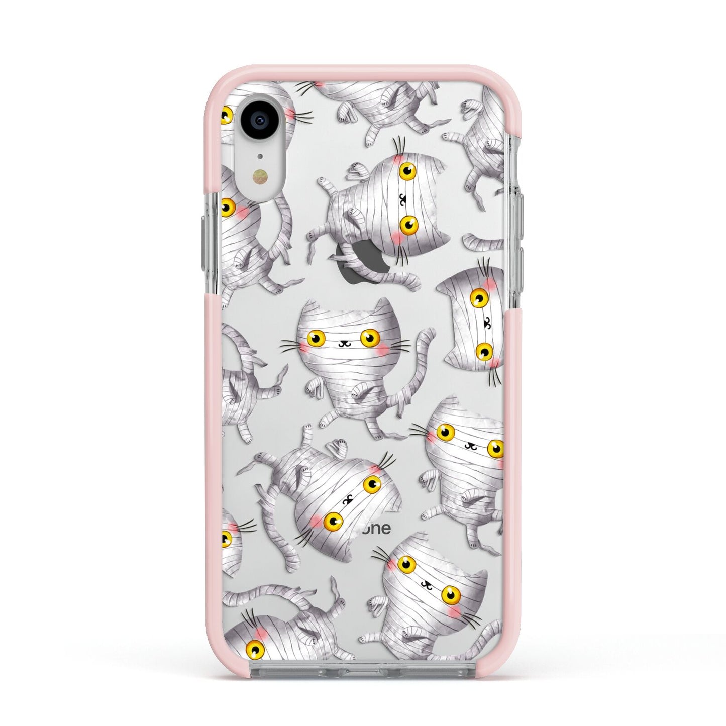 Mummy Cats Apple iPhone XR Impact Case Pink Edge on Silver Phone