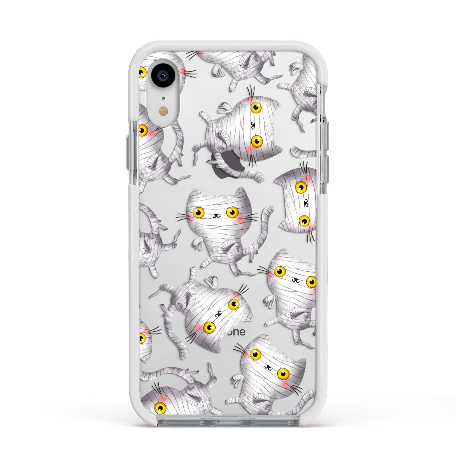 Mummy Cats Apple iPhone XR Impact Case White Edge on Silver Phone