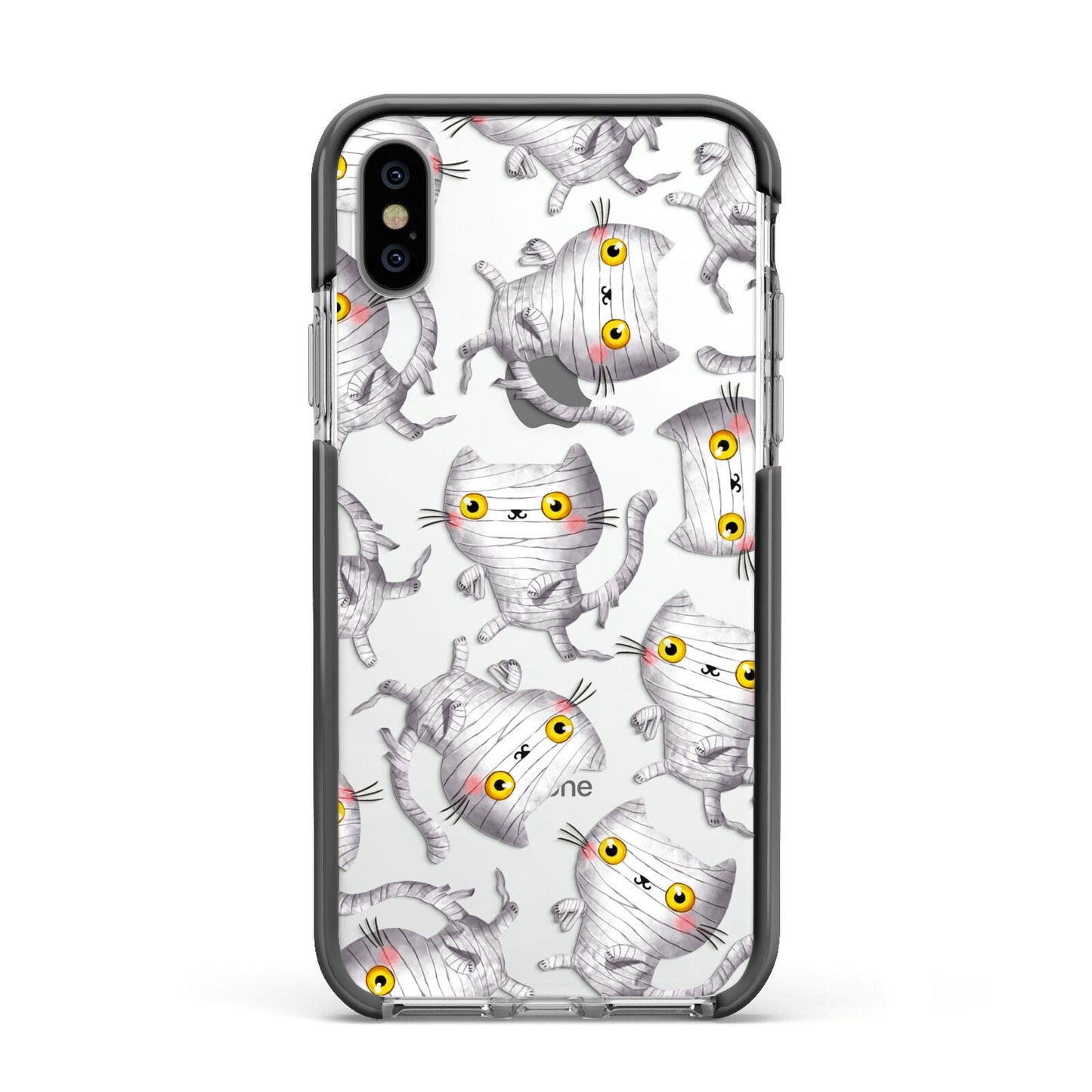 Mummy Cats Apple iPhone Xs Impact Case Black Edge on Silver Phone
