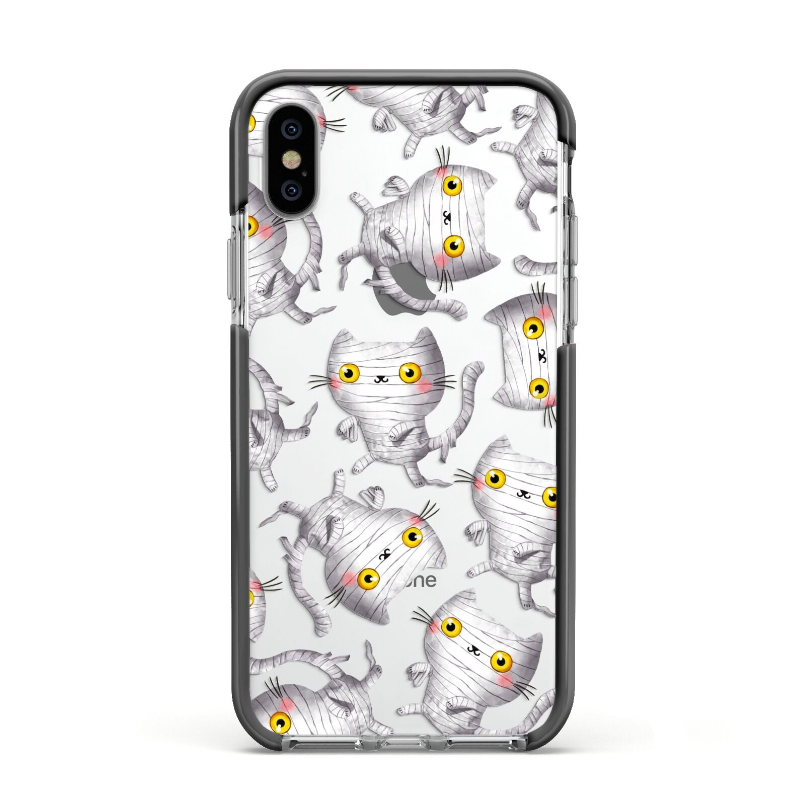 Mummy Cats Apple iPhone Xs Impact Case Black Edge on Silver Phone