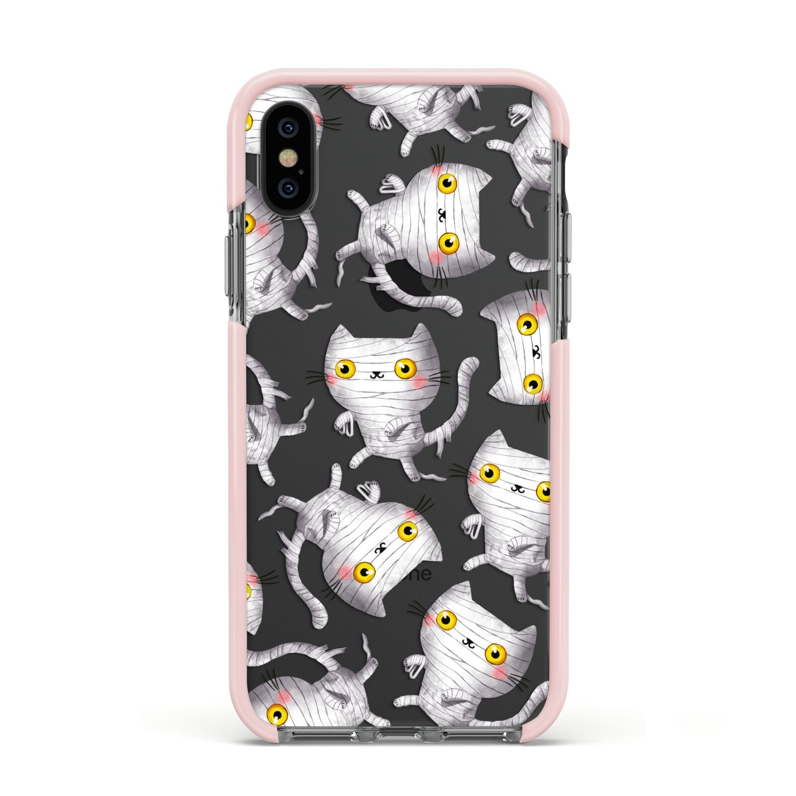 Mummy Cats Apple iPhone Xs Impact Case Pink Edge on Black Phone
