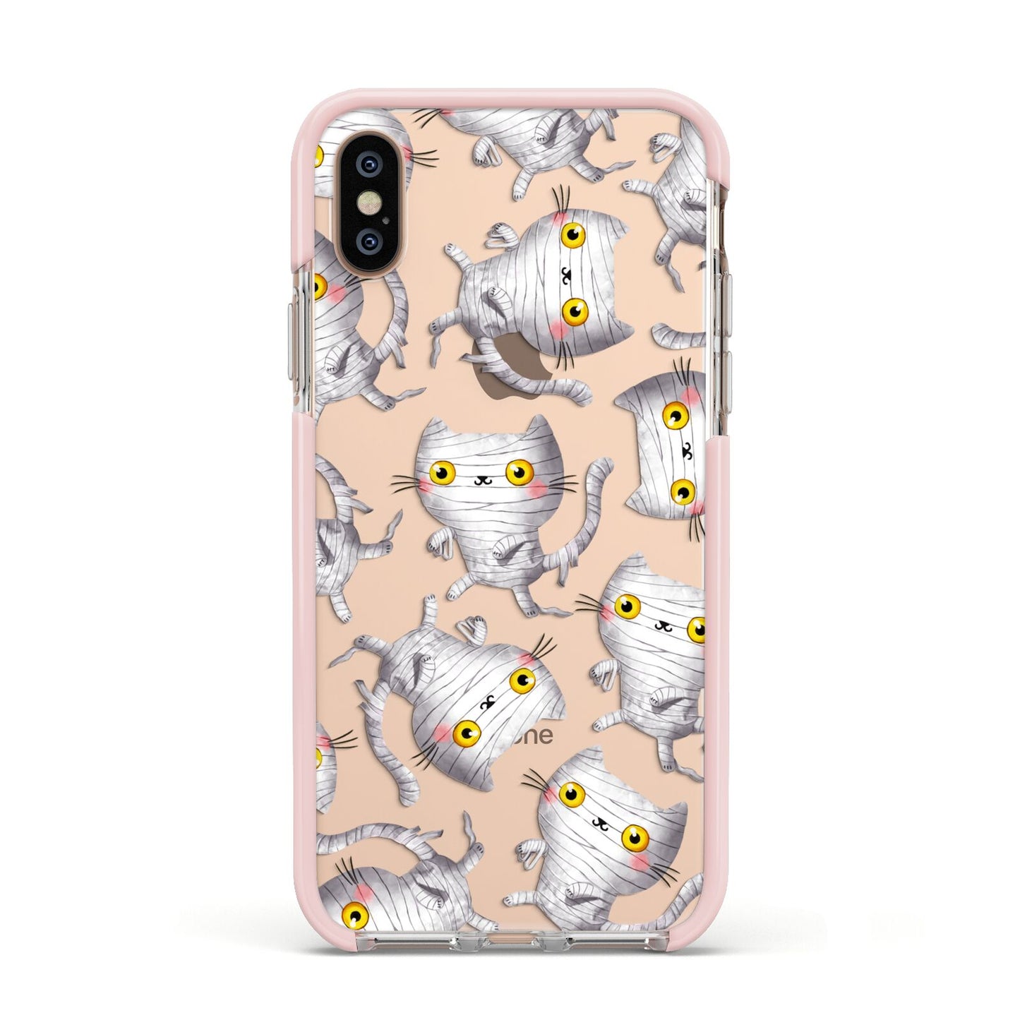 Mummy Cats Apple iPhone Xs Impact Case Pink Edge on Gold Phone