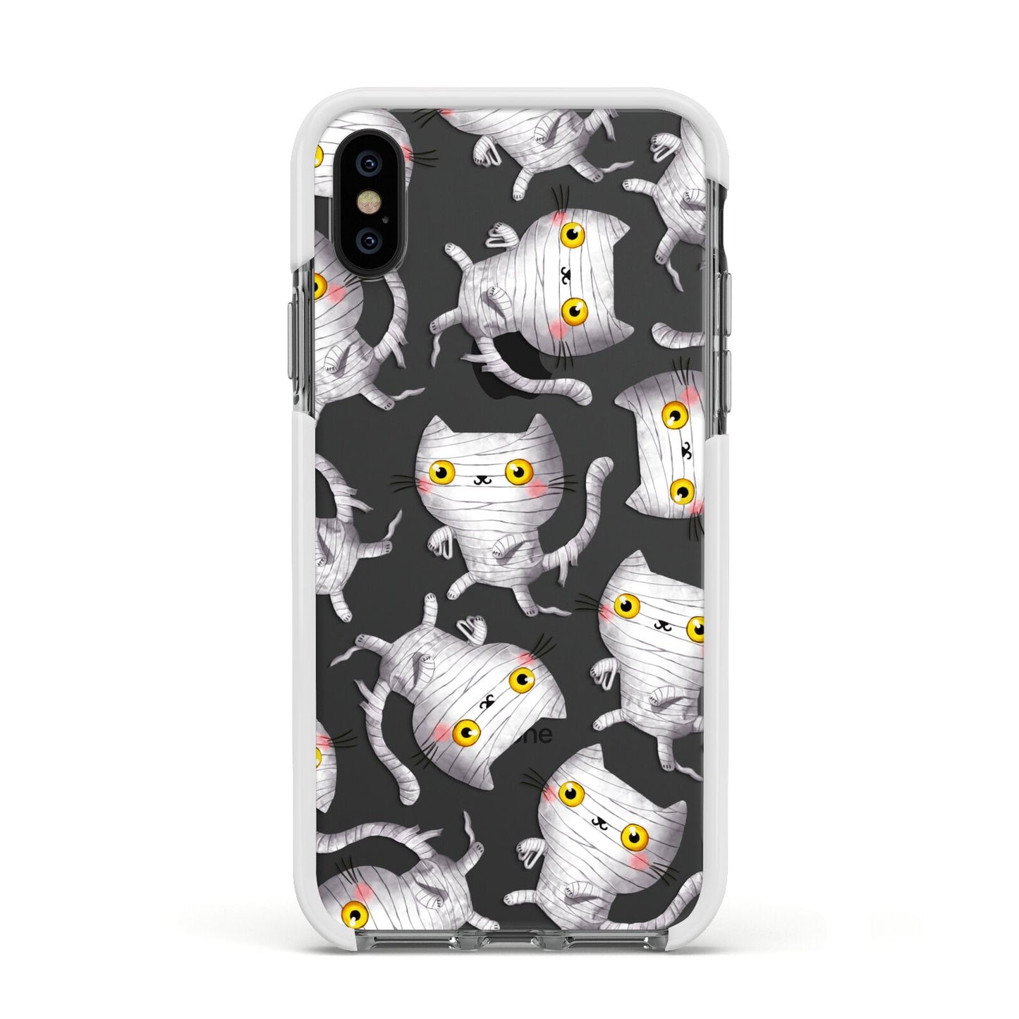Mummy Cats Apple iPhone Xs Impact Case White Edge on Black Phone