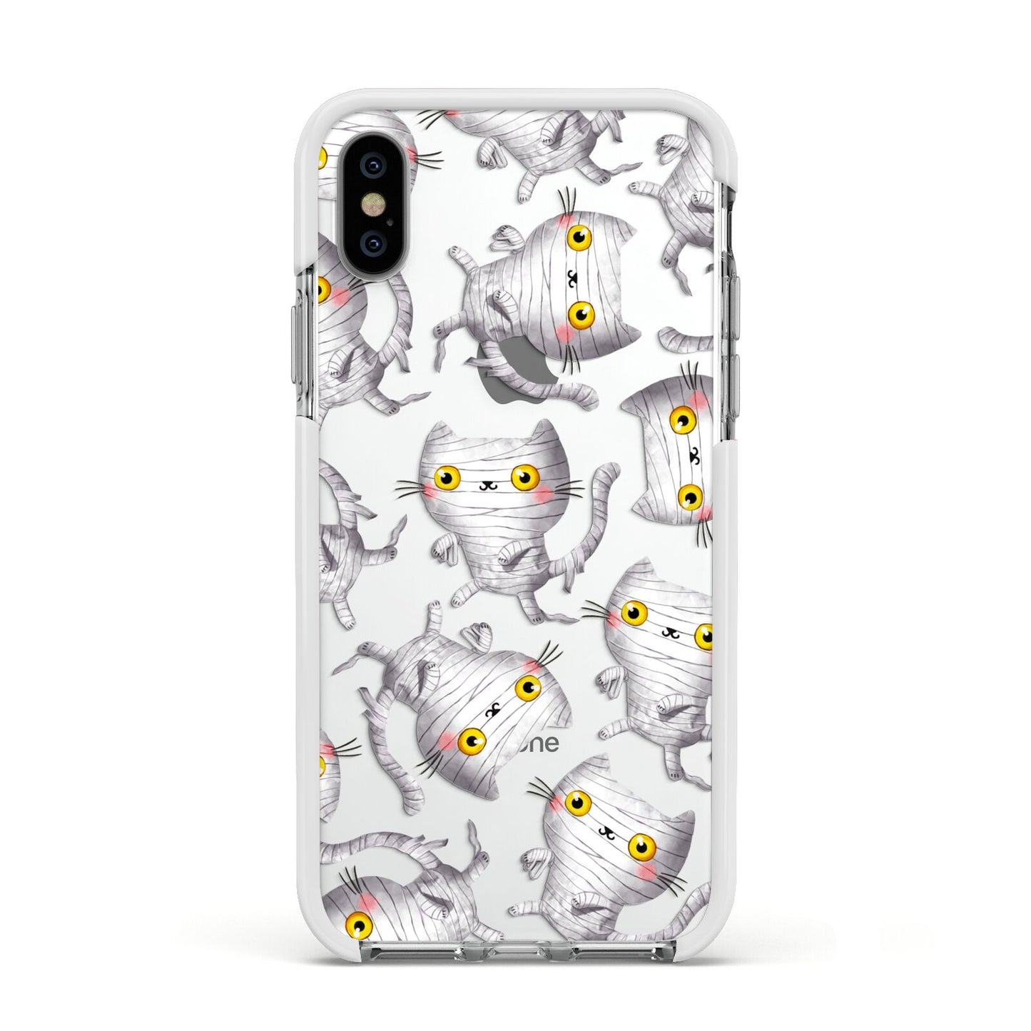 Mummy Cats Apple iPhone Xs Impact Case White Edge on Silver Phone