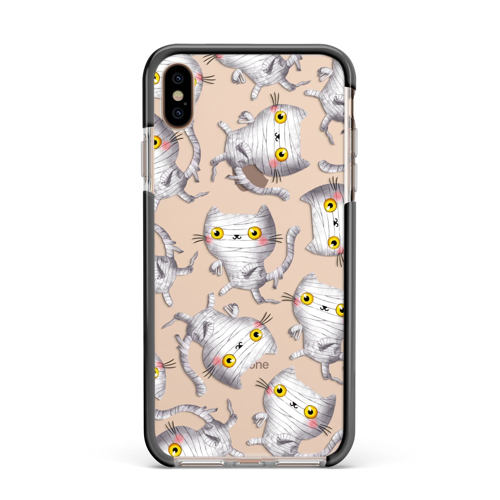 Mummy Cats Apple iPhone Xs Max Impact Case Black Edge on Gold Phone