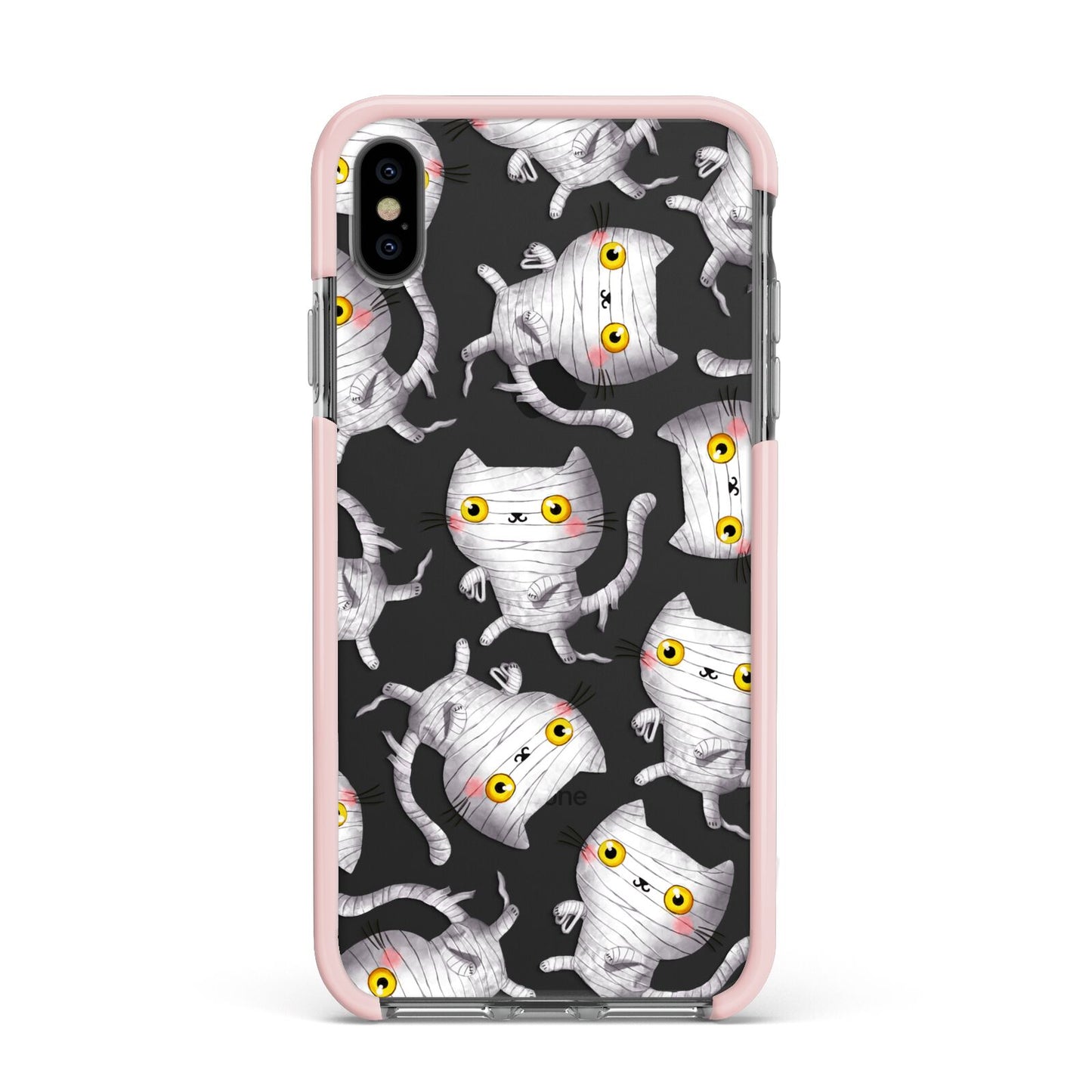 Mummy Cats Apple iPhone Xs Max Impact Case Pink Edge on Black Phone