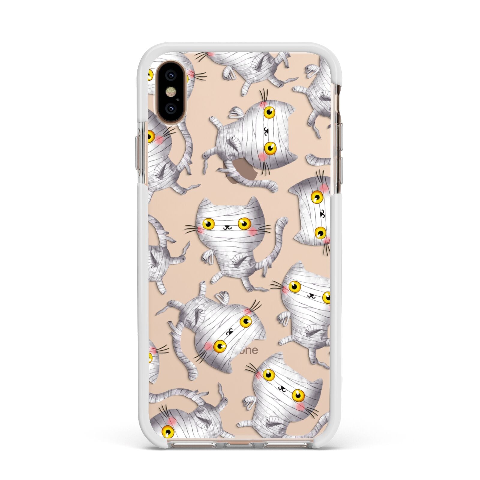 Mummy Cats Apple iPhone Xs Max Impact Case White Edge on Gold Phone