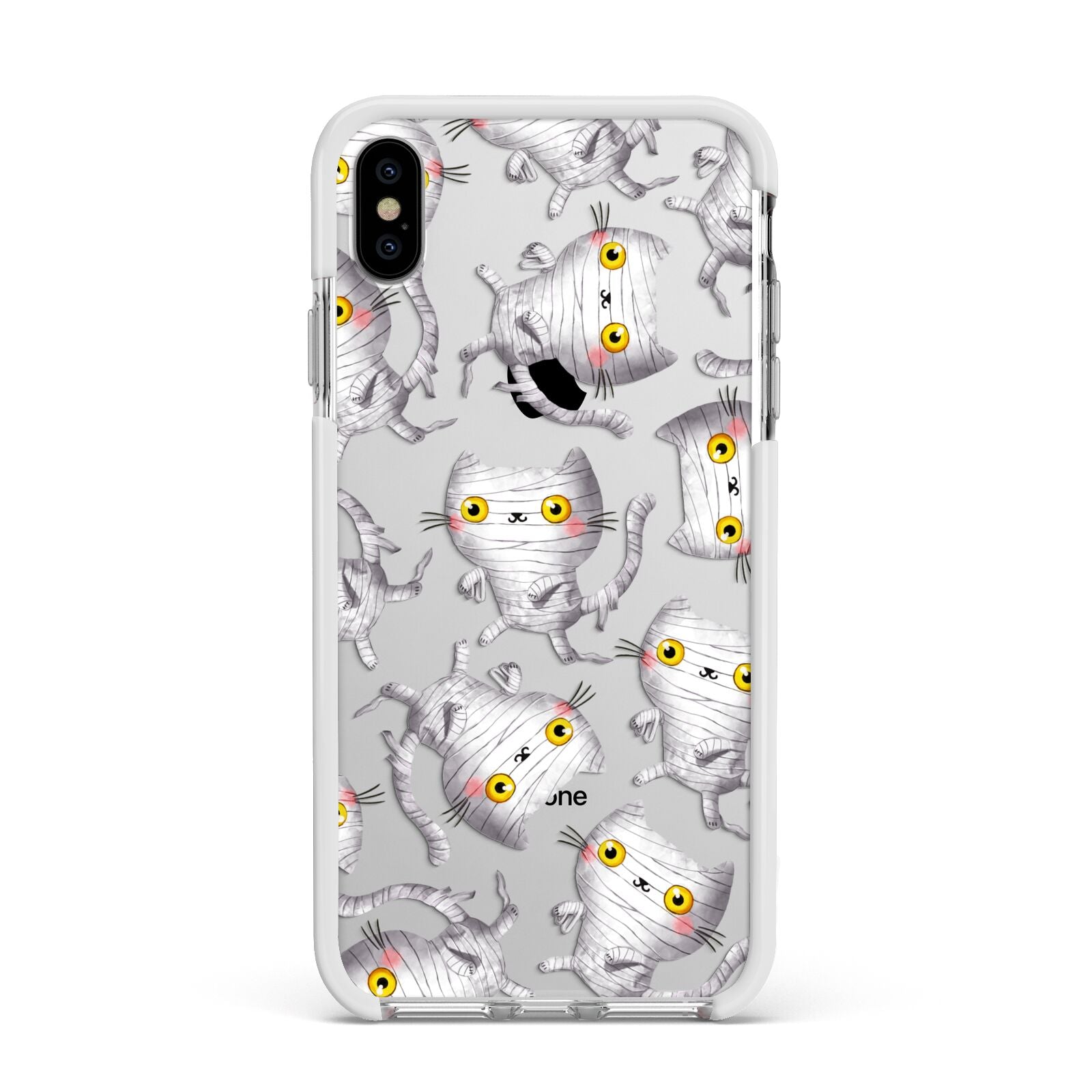Mummy Cats Apple iPhone Xs Max Impact Case White Edge on Silver Phone