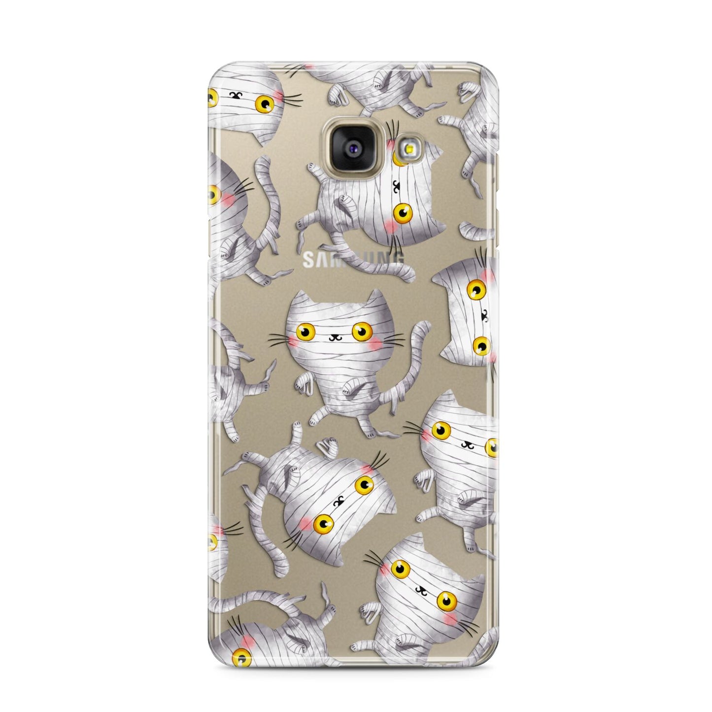 Mummy Cats Samsung Galaxy A3 2016 Case on gold phone
