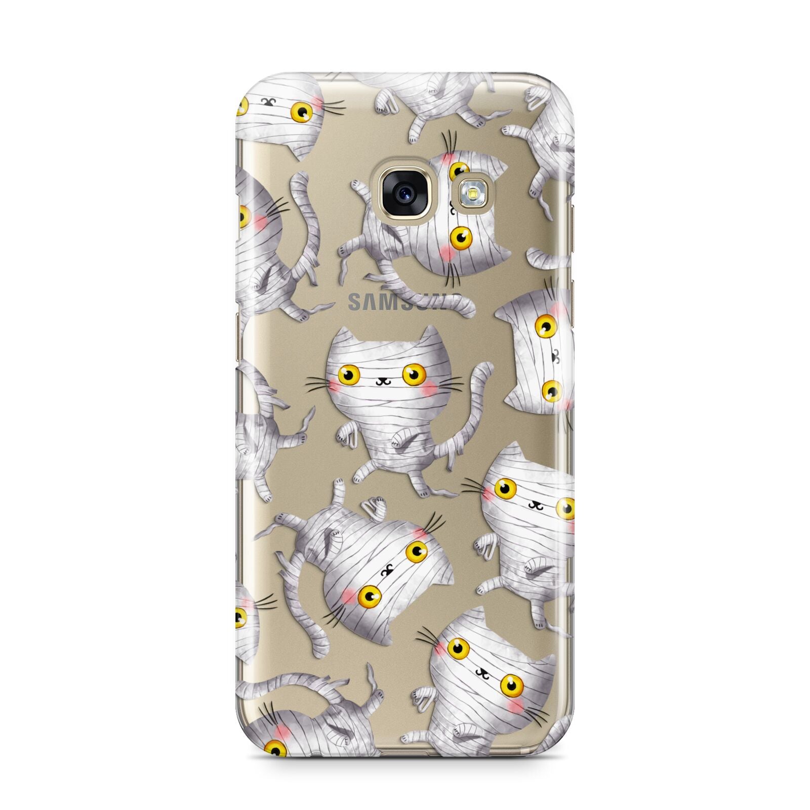 Mummy Cats Samsung Galaxy A3 2017 Case on gold phone