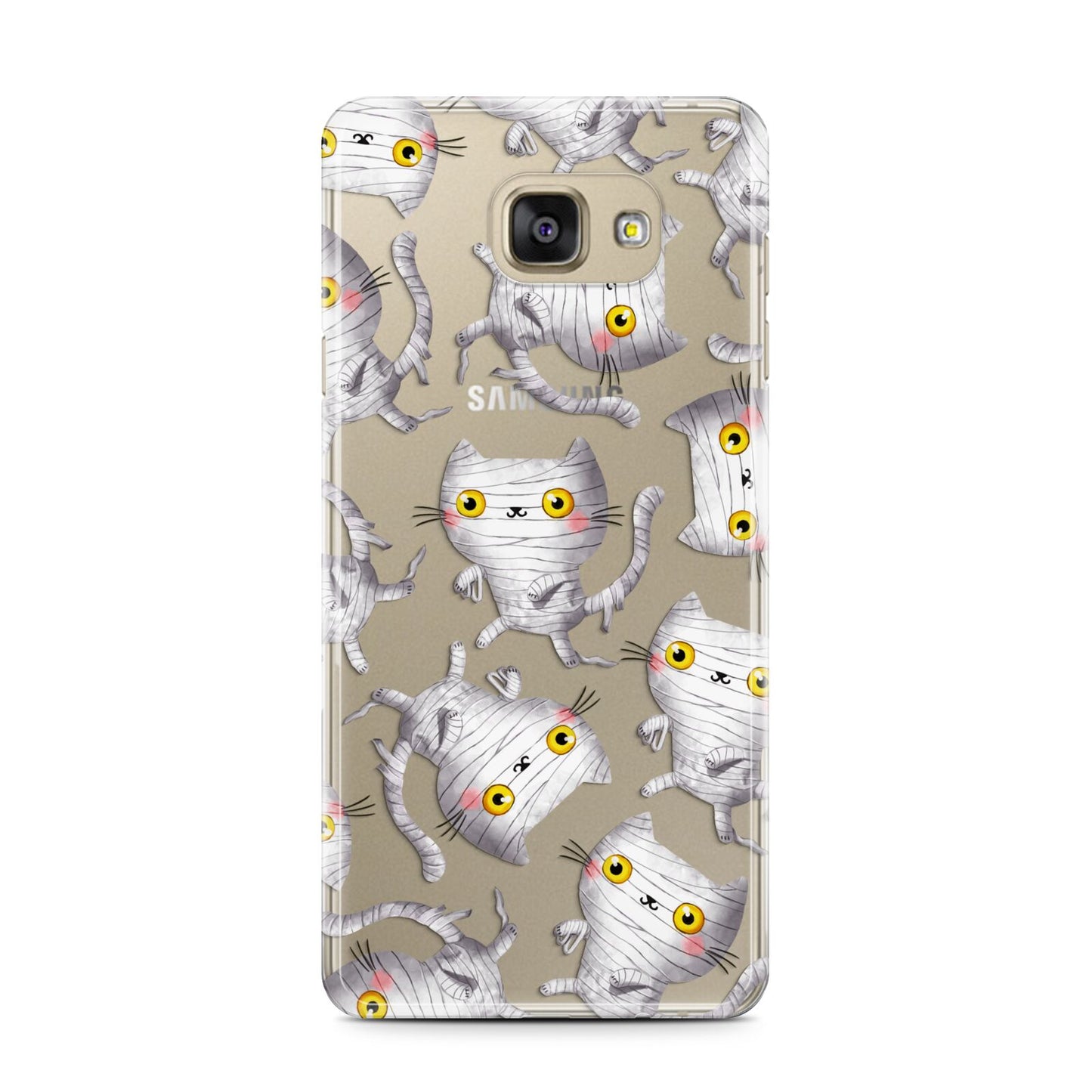 Mummy Cats Samsung Galaxy A7 2016 Case on gold phone