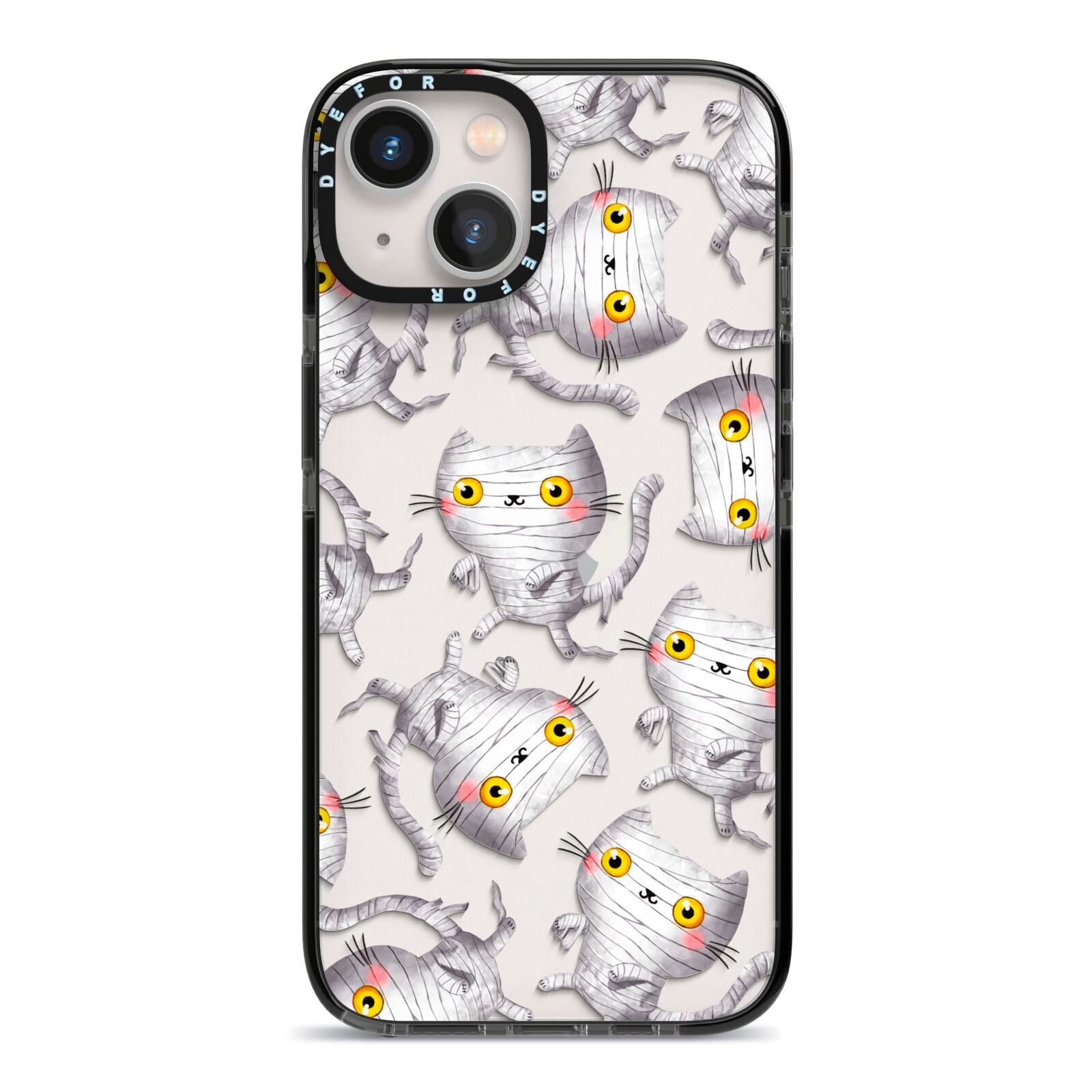 Mummy Cats iPhone 13 Black Impact Case on Silver phone