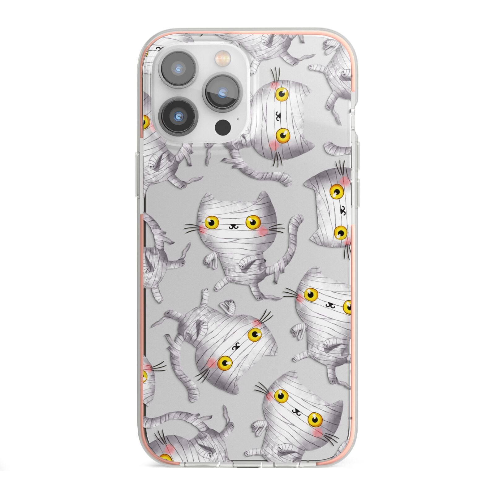 Mummy Cats iPhone 13 Pro Max TPU Impact Case with Pink Edges